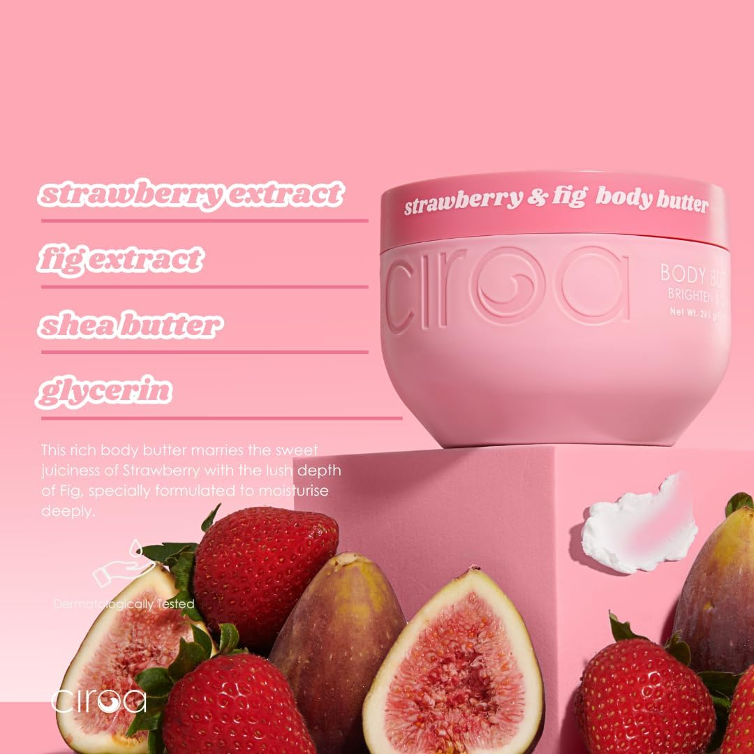 Ciroa Beauty Strawberry & Fig Body Butter 265G | with Shea Butter & Glycerin | Hydrates & Softens | Nourishes Dry & Dehydrated Skin | Vegan image number 2