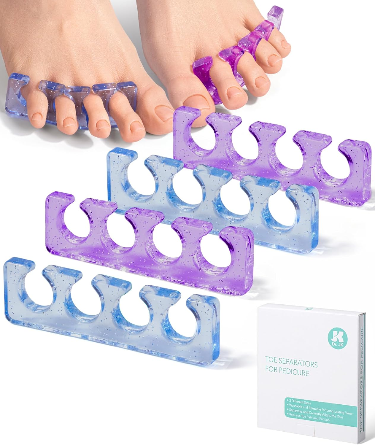 Toe Separators for Pedicure,Toe Spacer,Toe Separators Use for Separation of Toenails or Nails,Washable and Reusable Pedicure Supplies, Yellow and Green Colored