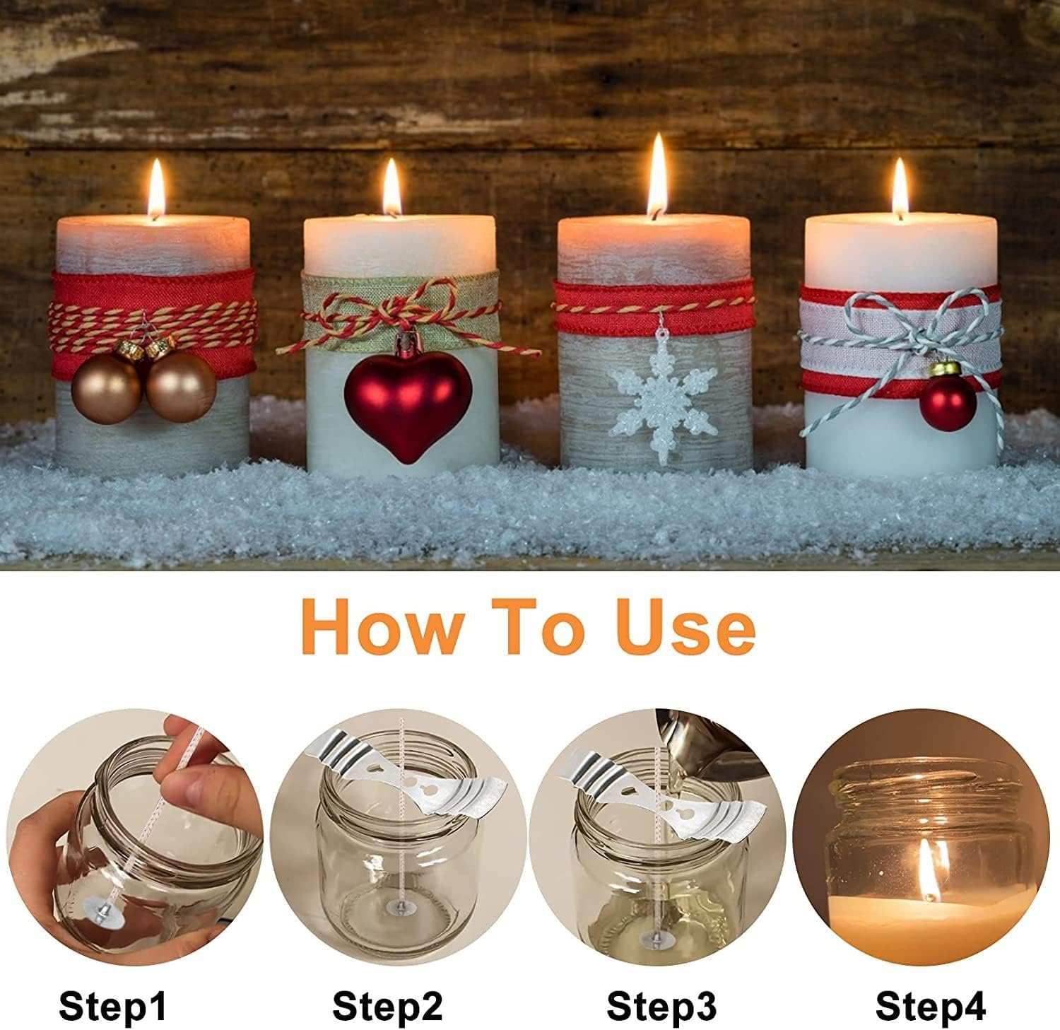 100Pcs CD 6 Wicks for Soy Candles, 6 Inch Pre-Waxed Candle Wick for Candle Making,Thick Candle Wick with Base image number 5