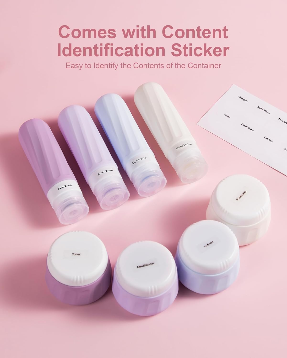 Mrsdry Travel Bottles for Toiletries 8 Pack, Travel Size Toiletries, Tsa Approved Travel Size Containers 3Oz, with Travel Essentials Clear Bag, Leak Proof Silicone Squeezable Creams Jars image number 3