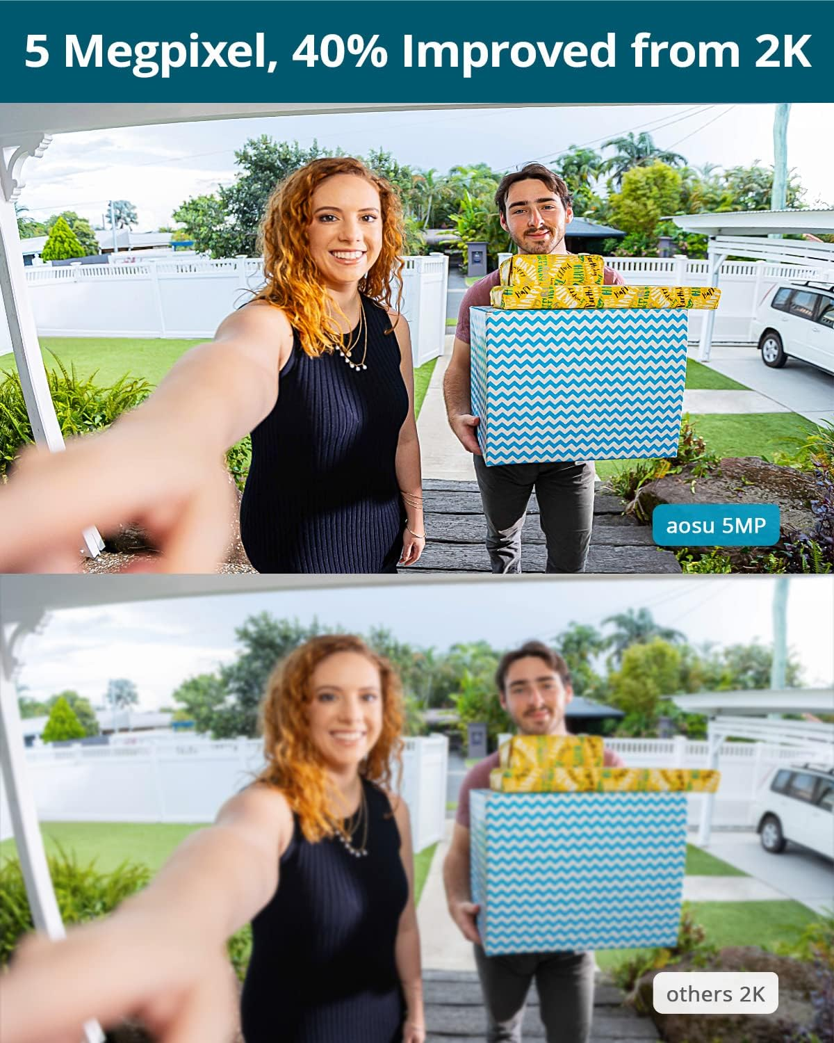 AOSU Doorbell Camera Wireless, 5MP Ultra HD, No Monthly Fee, Triple Motion Detection Video Doorbell with Homebase, Enhanced (2.4/5 Ghz) Wifi, 180-Day Battery Life, Work with Alexa & Google Assistant image number 3