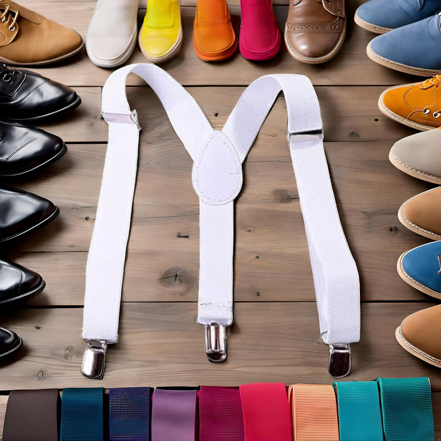 Juroicessry White Child Kids Girls Boys Suspenders Braces,Adjustable Clip on Y-Back Elastic Suspenders with Metal Clips for Boys Girls Boys' Suspenders Accessories, 1 image number 4