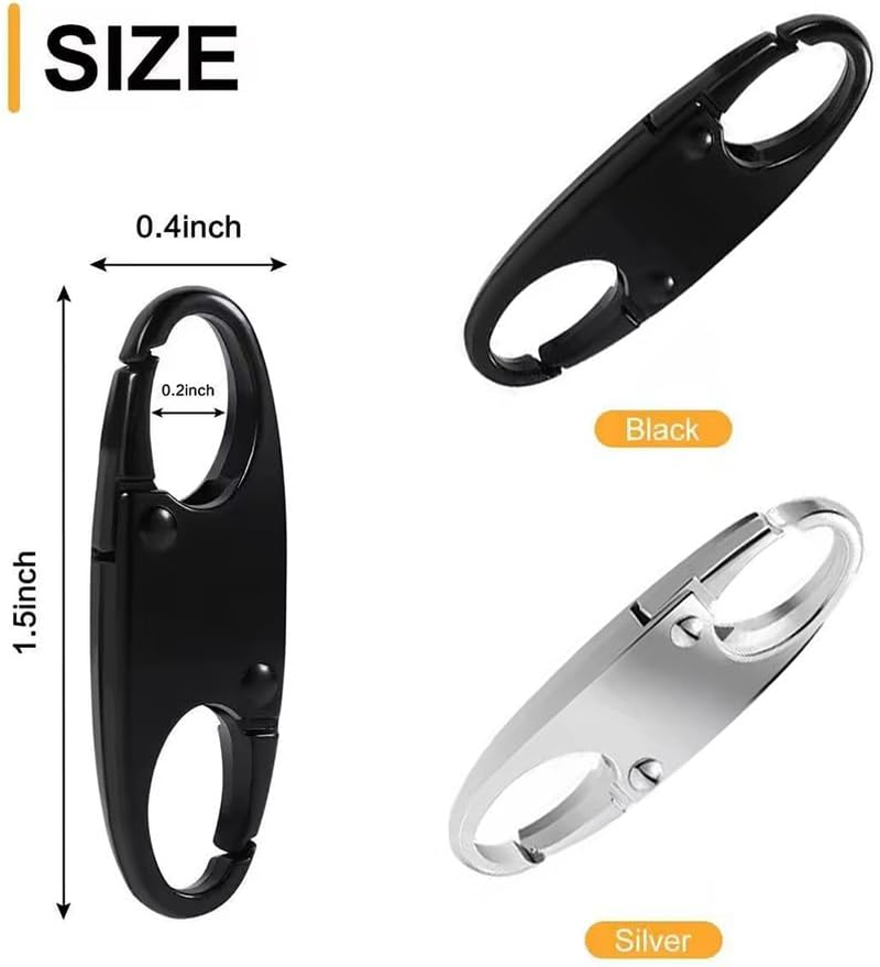 6 PCS Zipper Clip Theft Deterrents, Double Zipper Pull Replacements - Secure Your Belongings (3 Black＆3 Silver)