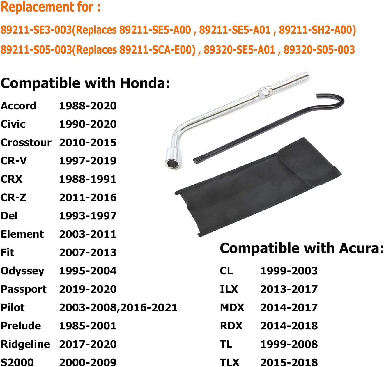 Dr.Roc Compatible with Spare Tire Tool Kit with Tire Jack Handle and Wheel Lug Wrench Honda Accord Civic CR-V Element Odessey Pilot and Acura ILX RDX TLX image number 2