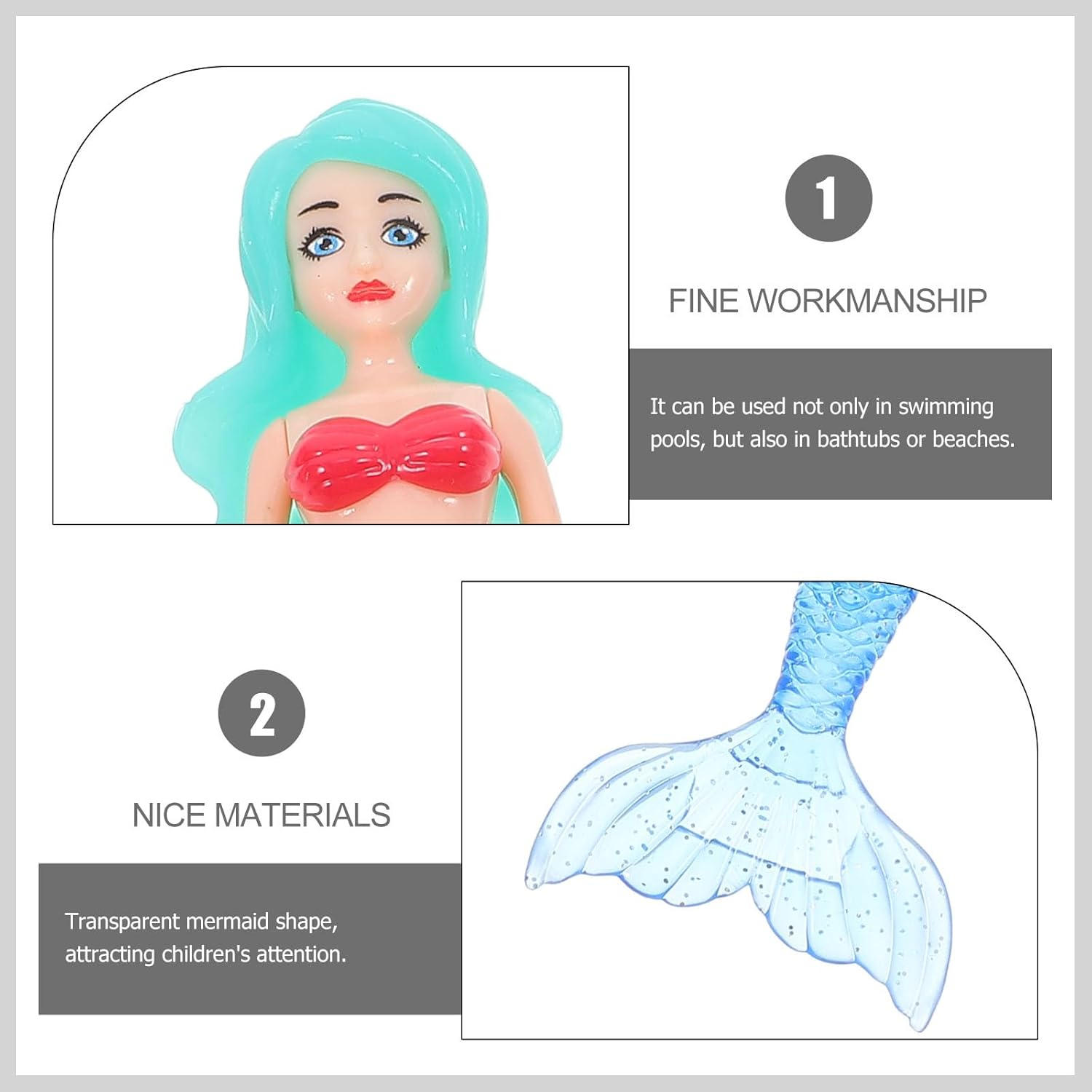 4Pcs Diving Toys Swimming Pool Water Swimming Toys Pool Diving Game Sinking Mermaid Toy Pool Games Pool Toys for Water Toy for Pool Rings for Diving Plastic ERINGOGO image number 5