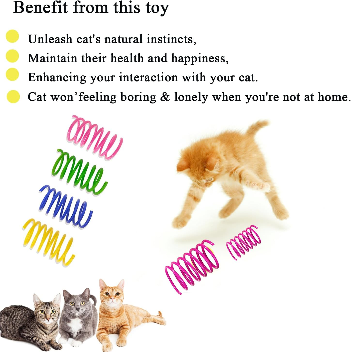 Cat Spring Toys, Bouncy Coil Kitty Toys for Indoor Cats Kittens Durable Interactive Cat Toys Fun Springy Cat Chew Toys for Entertainment image number 5