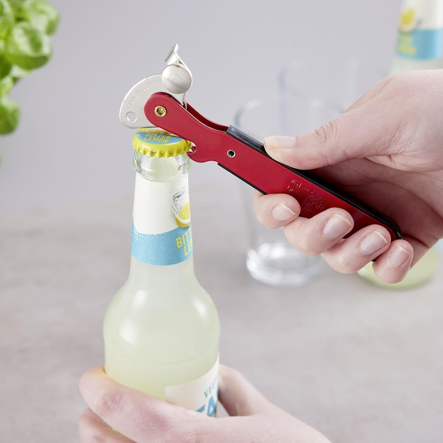 Westmark Columbus Lever Can Opener - Slim Can Opener with Bottle Opener Ideal for Opening Cans and Bottles - Red, 1025227R image number 3