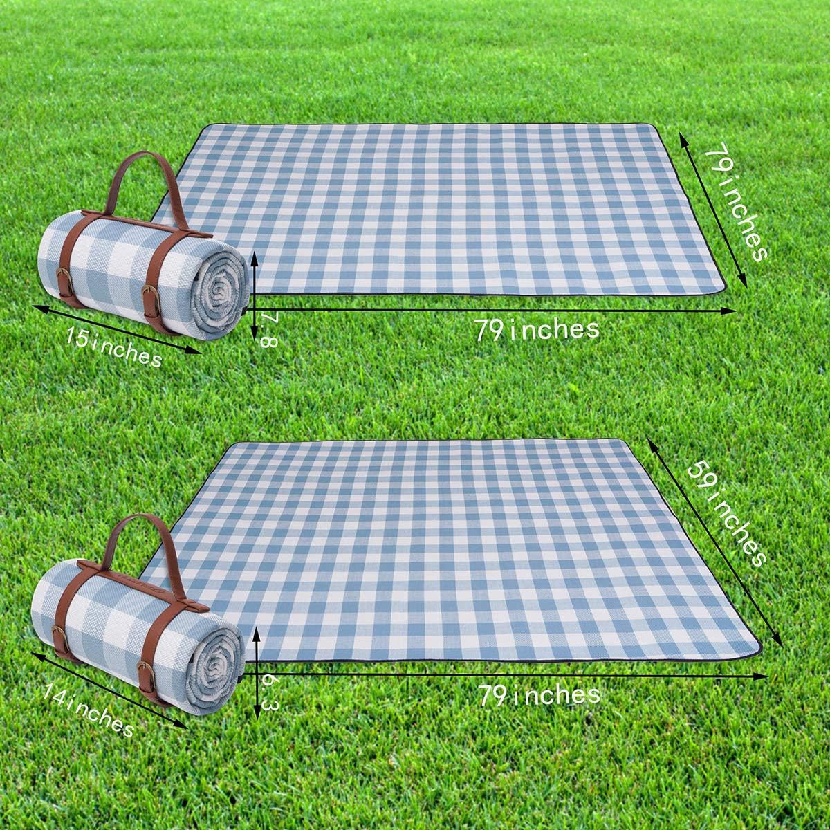 Extra Large 79 Inch X79 Inch Waterproof Picnic Blanket - 3 Layered Foldable Outdoor Picnic Mat Perfect for Park and Beach, Grass / Water Resistant - Beach Blanket / Picnic Blankets image number 5