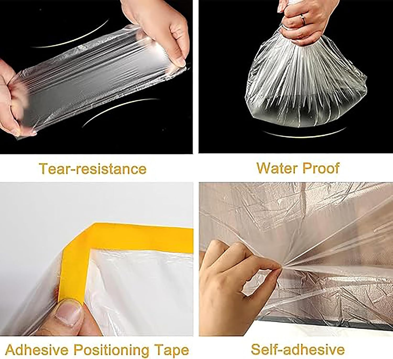 1Roll Plastic Drop Cloth Plastic Sheeting, 0.55X20M Dust Sheets Roll Plastic Masking Film Rolls Drape Masking Film, Adhesive Dust Sheet Roll for Automotive Painting Covering image number 2