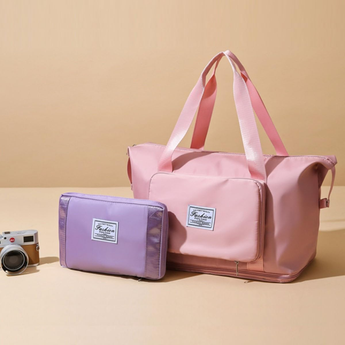 Large Capacity Folding Travel Duffel Bag - Waterproof Lightweight Gym Bag with Wet and Dry Separation, #1 Black, Large image number 5