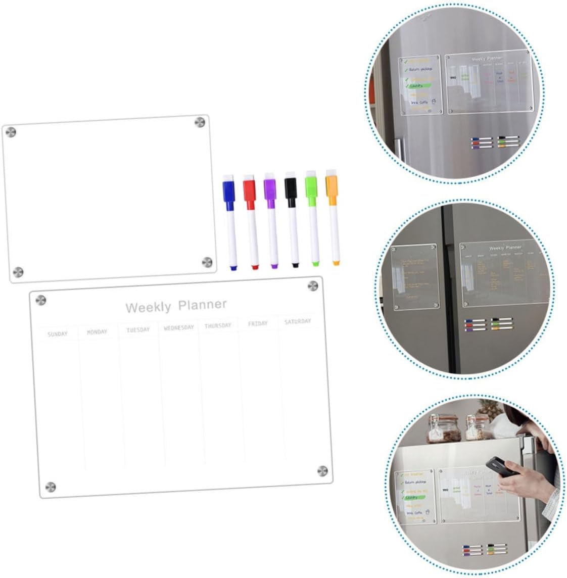 COHEALI Magnetic Note Board Fridge Dry Erase Board Schedule Planning Whiteboard Smooth Writing Surface Memo Reminder image number 5