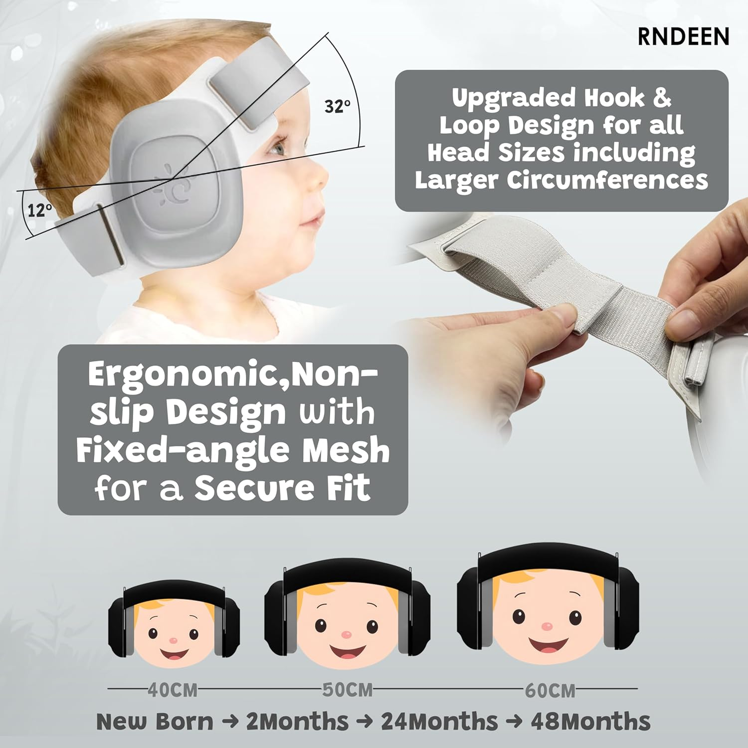 Rndeen Pro Baby Ear Muffs for Noise Protection 25Db Noise Reduction for Infants 0-48 Months CE & ANSI Certified Adjustable Ergonomic Ultrasoft Anti-Slip Safe Soothing Travel Sleep (Pink) image number 3