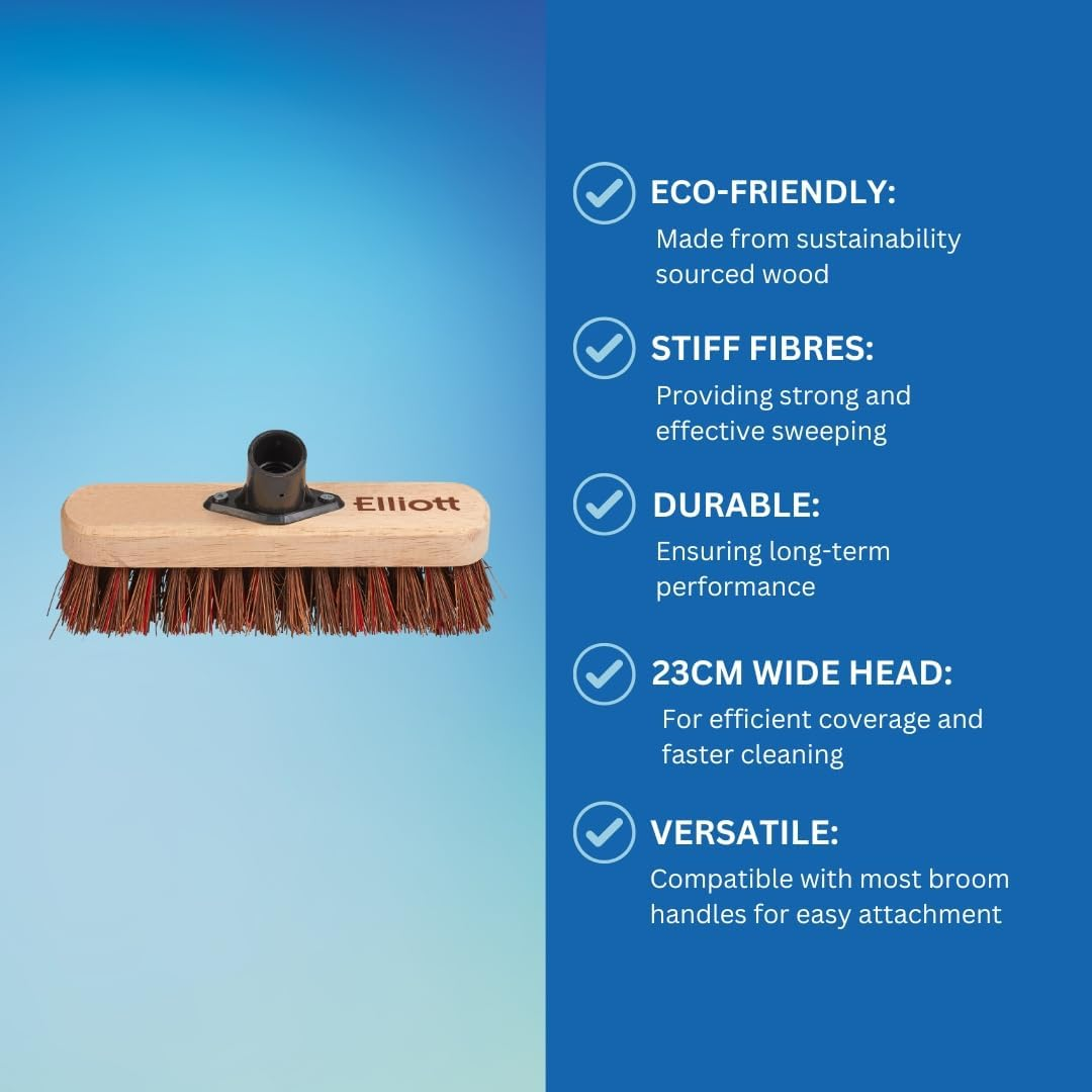 Elliott 23 Cm Deck Scrubbing Broom Head with Natural Bassine Fibres image number 6