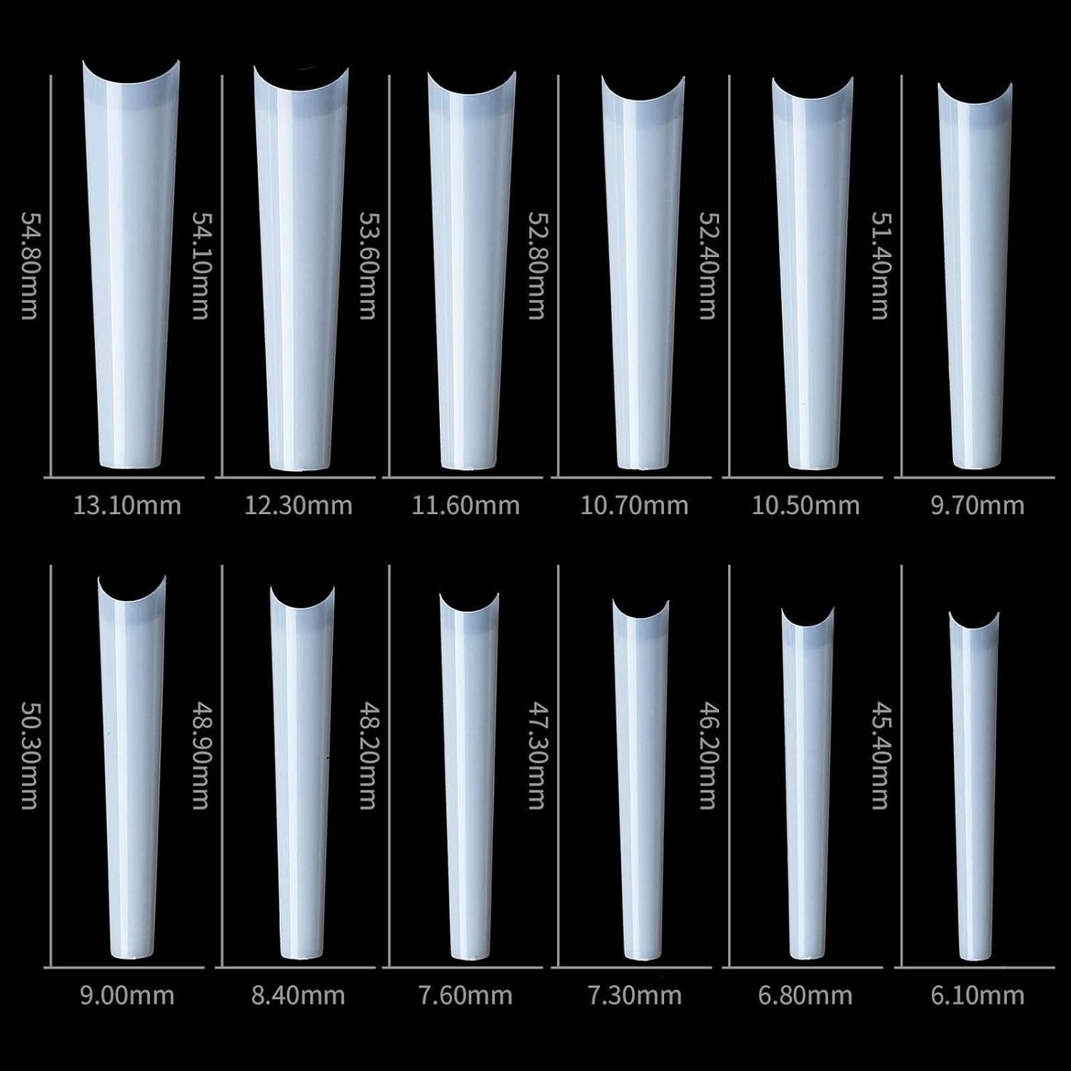 U-Shinein Nail Tips, Natural Coffin Half Cover Ballerina Fake Nails 12 Sizes, 3XL Square Straight Ballerina Shape False Nail Tips, No C Curved 2.2 Inch Acrylic Nail Tips for Salon Home DIY 504PCS XXXL - Square-Natural image number 4