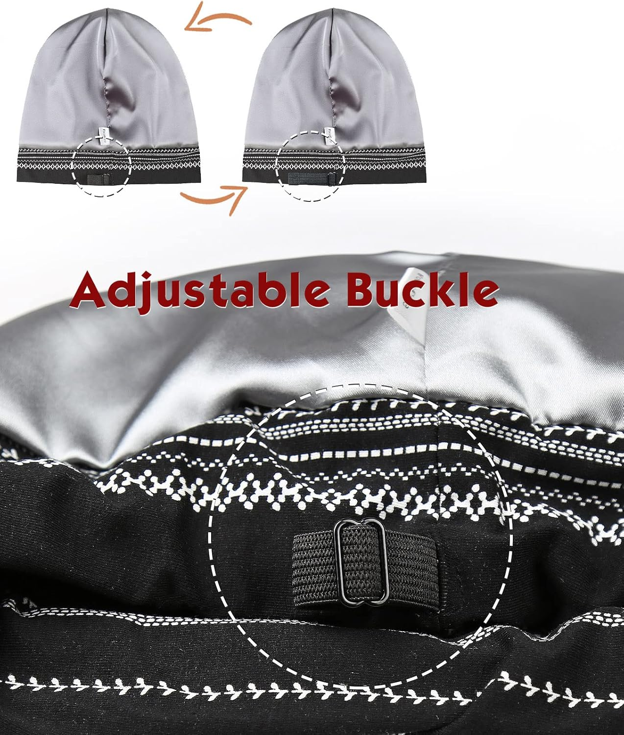 Focuscare Adjustable Satin Lined Sleep Cap for Dreadlocks Curly Hair Large Head-Stay on Overnight image number 1