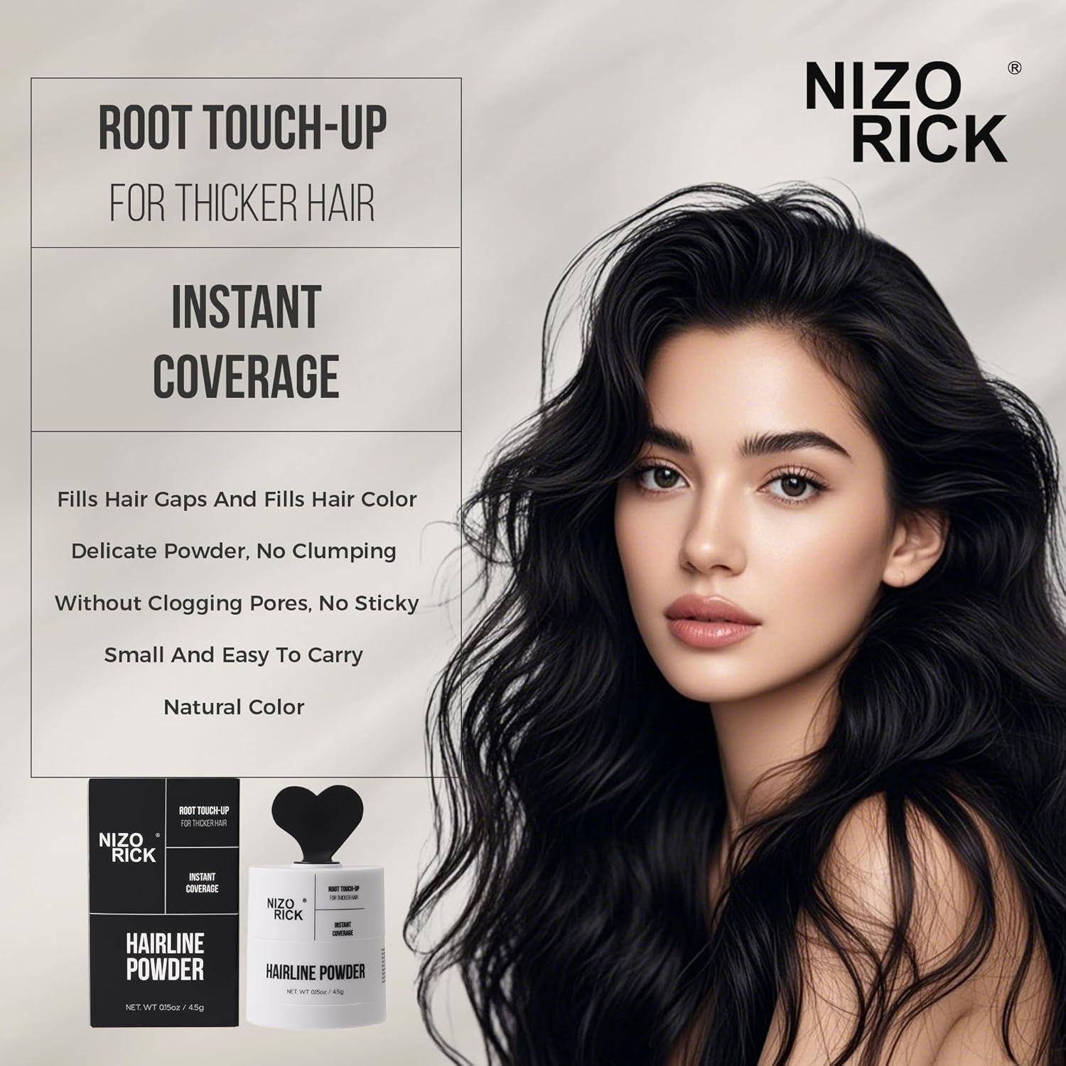 NIZORICK Hairline Powder,Root Touch up Hair Color, Instantly Conceals Hair Loss, Root Cover up Powder for Thinning Hair,Waterproof & Long Lasting 4.5G/0.15Oz (Black, S) image number 3