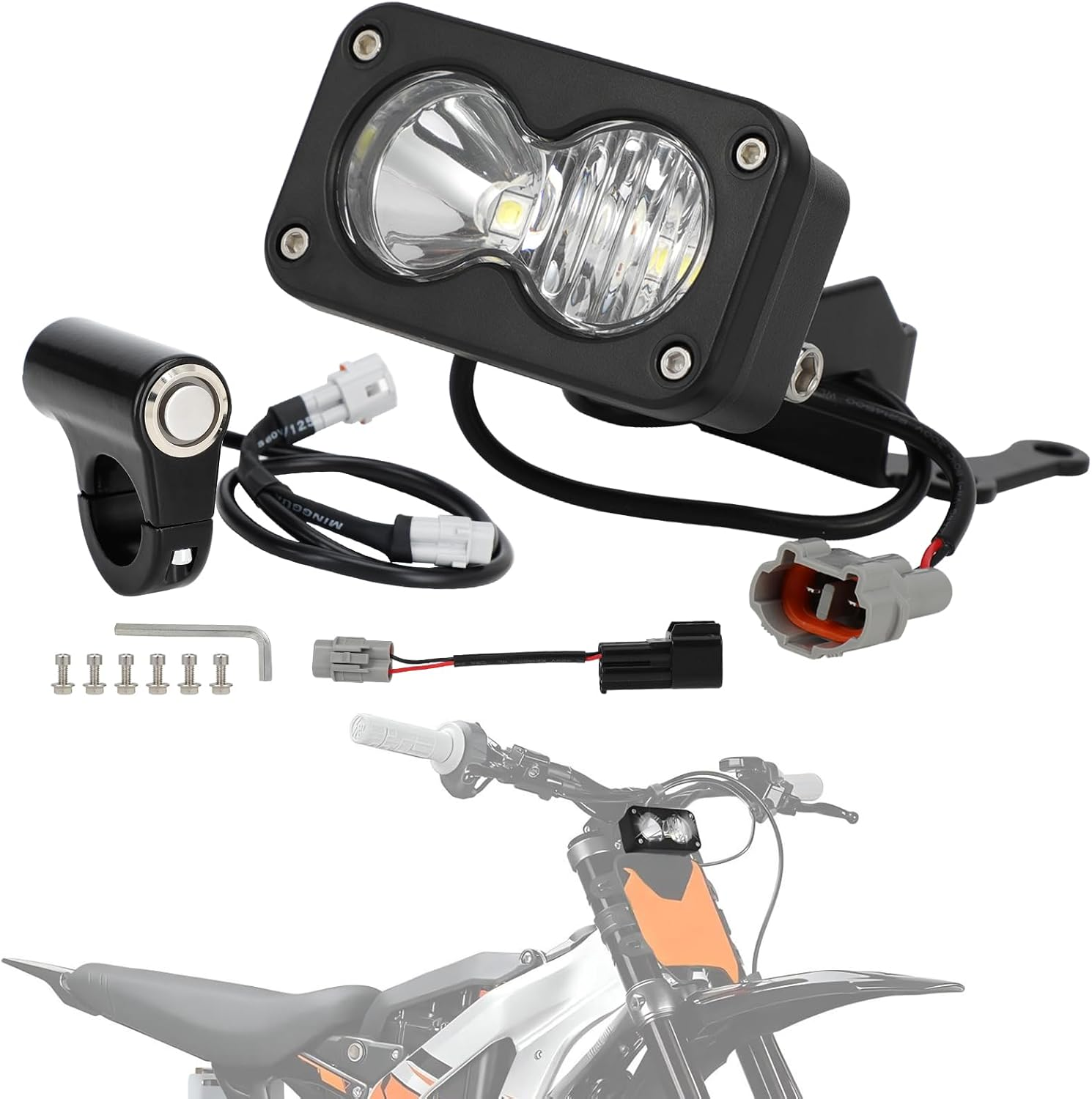 Headlight Kit 6000-6500K Led Light Bar with Switch for Surron Sur Ron X260 Spot Flood Combo Dirt Bike Light Kit Motorcycle Headlamp Accessories Clear Front Lamp Bright Yellow