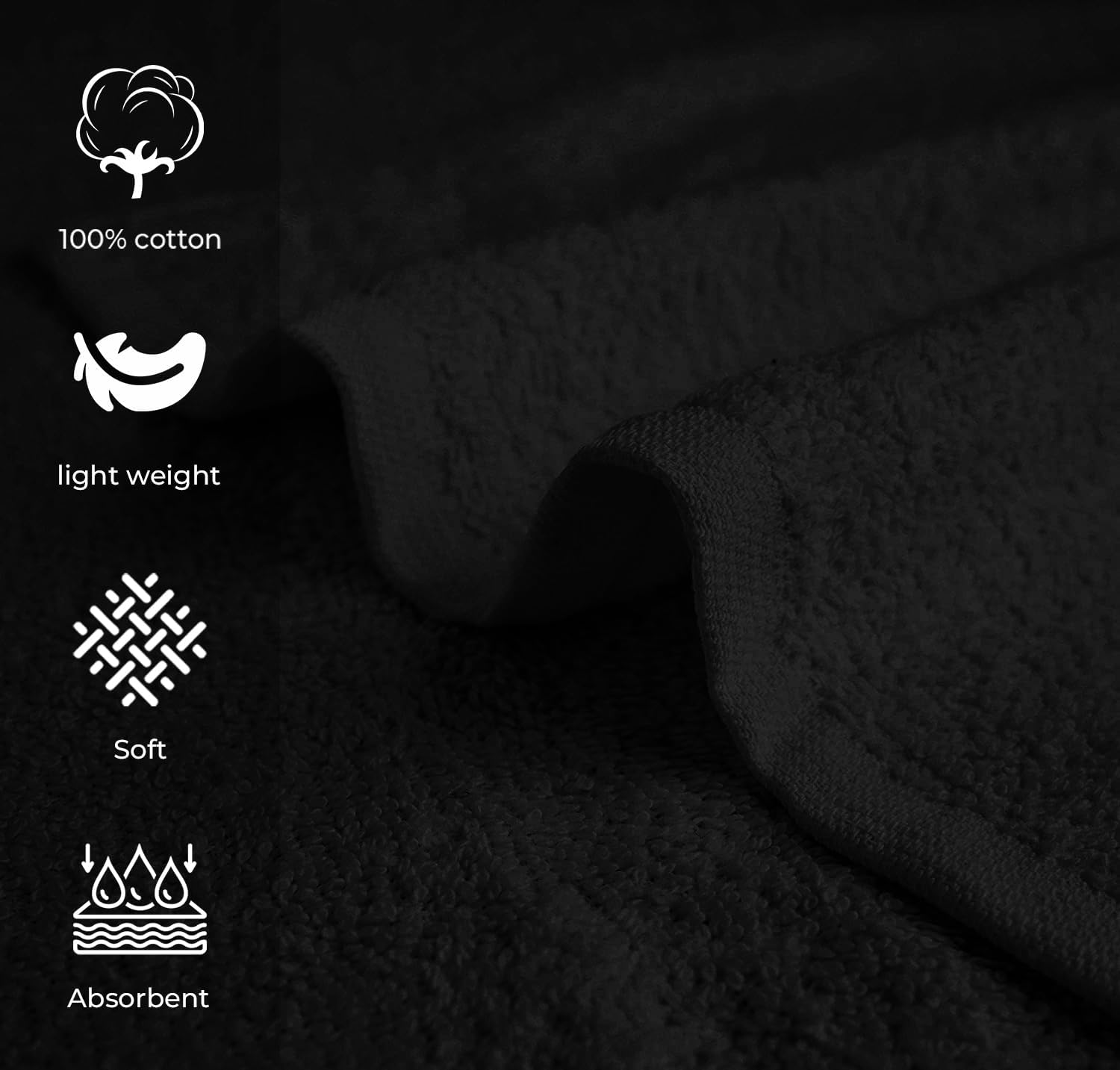 Avalon Salon Towels &ndash; 24 Pack Black Hand Towels 100% Cotton Spa Towels &ndash; 16X27 Inches Highly Absorbable Facial Towels Gym Towels Hair Towels and Face Towels Bulk Small Towels (Not Bleach Proof) image number 1