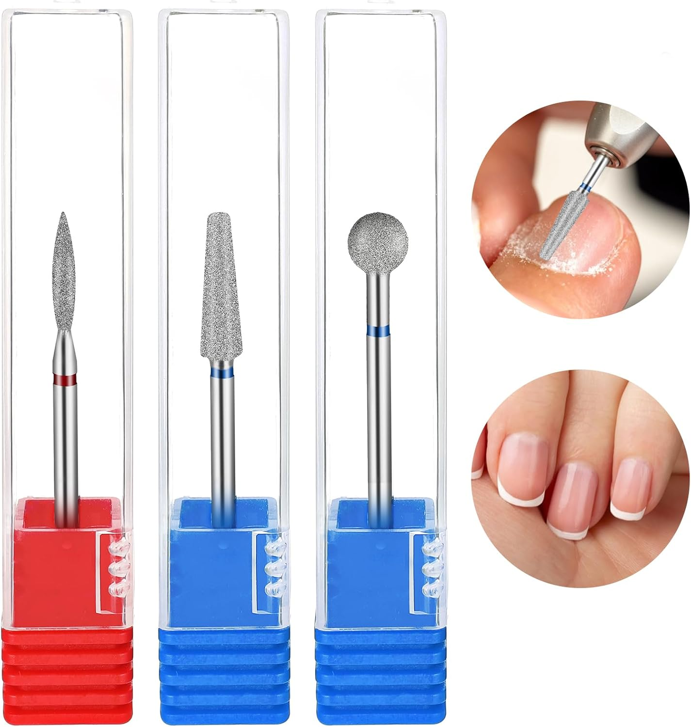 Pack of 3 Nail Drill Bits Attachments Tungsten Alloy Nail Drill Bit Set Drill Bit for Nails Carbide Bits Remove Gel Acrylic Cuticles Professional Nail Cutter Grinding Heads for Manicure image number 1