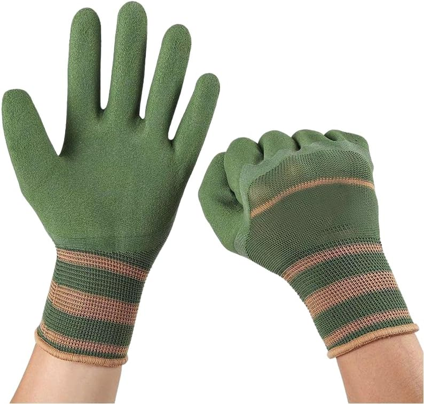 Gardening Gloves for Men and Women, Thorn Proof, Waterproof Latex Work Gloves, Yard Work, Planting, Weeding, Rose Pruning, Durable Grip, 2 Pairs