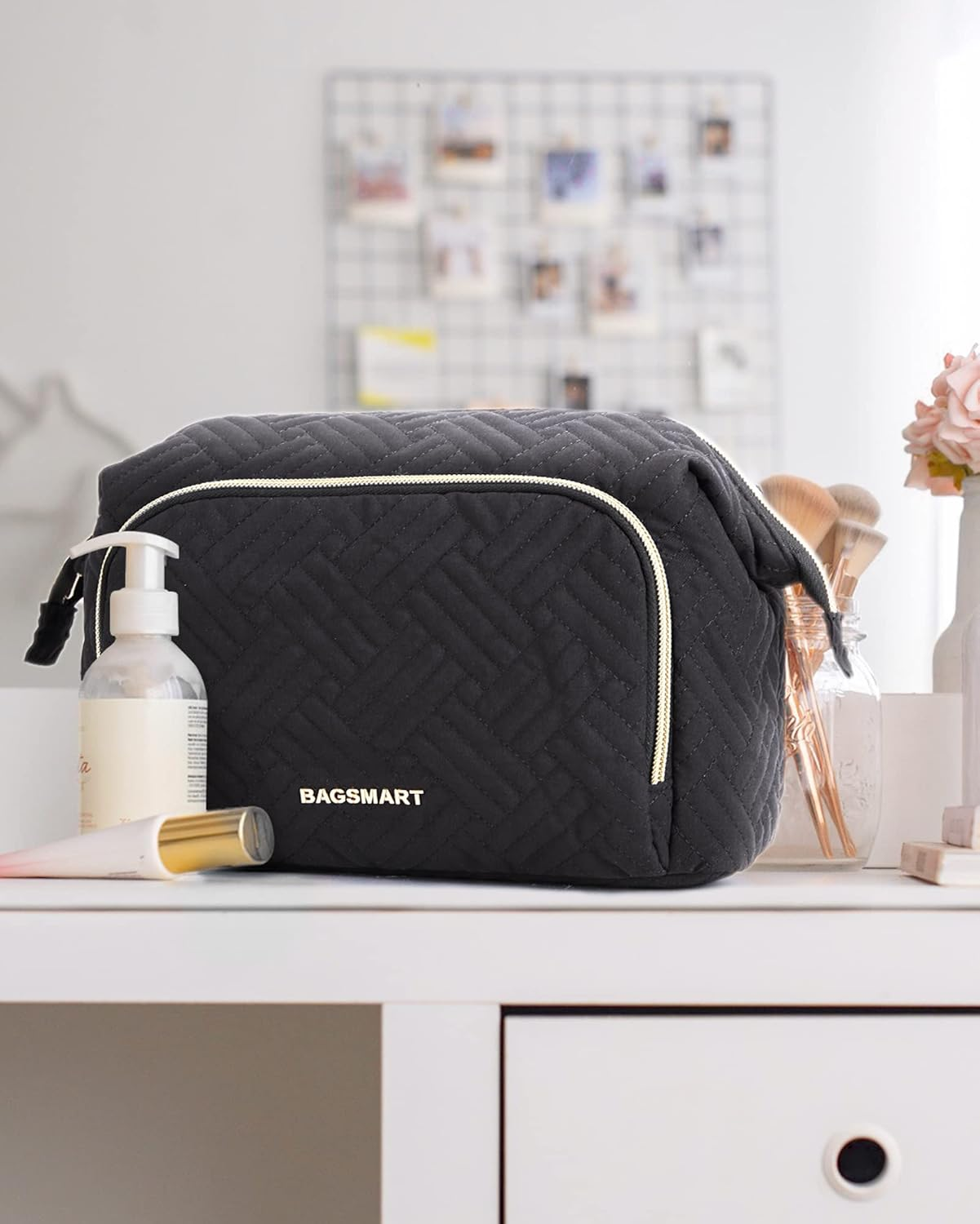 Bagsmart Makeup Bag Cosmetic Pouch, Black image number 4