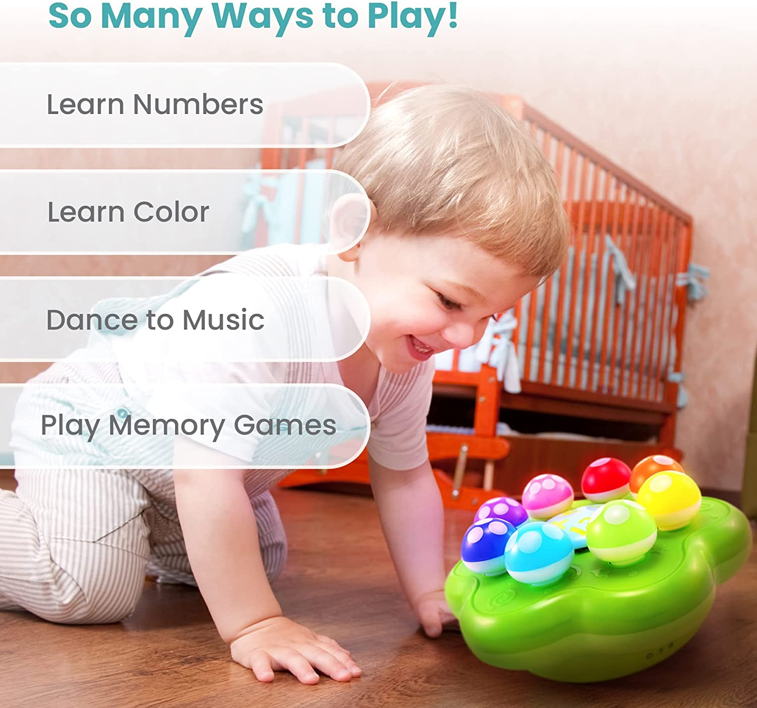 BEST LEARNING Mushroom Garden - Interactive Educational Light-Up Toddler Toys for 1 to 3 Years Old Infants & Toddlers - Colors, Numbers, Games & Music for Kids - Ideal Baby Birthday Present image number 2