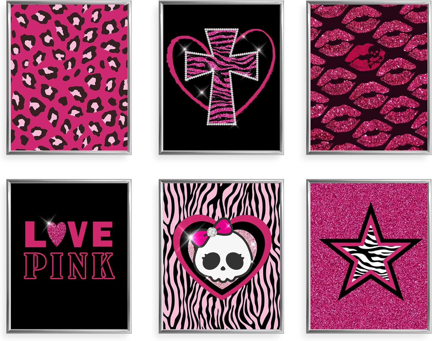 Twodays Mcbling Room Decor Aesthetic, Trashy Y2K Posters for Girls Bedroom, 2000S Hot Pink Wall Art, Emo Baddie Prints for Women Apartment.(8" X 10", Set of 6, UNFRAMED) image number 2