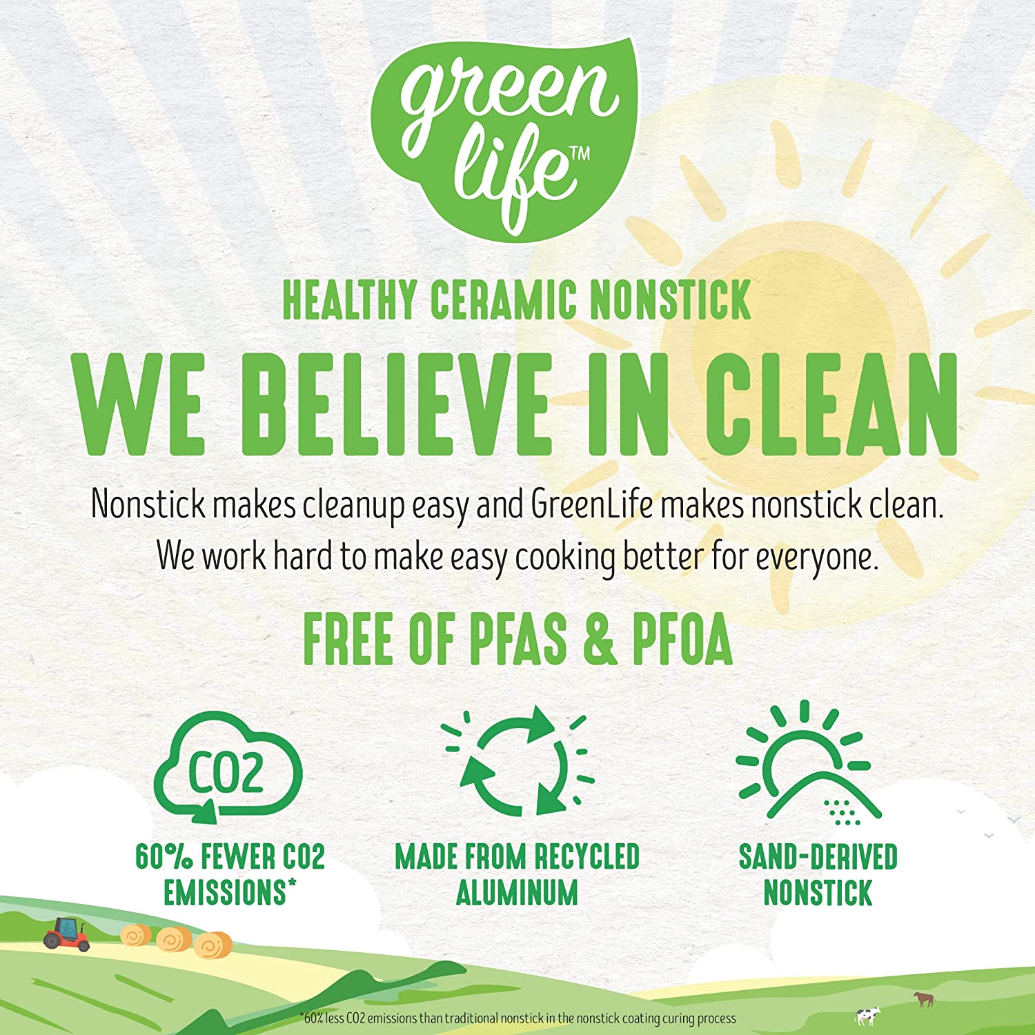 Greenlife Soft Grip Healthy Ceramic Nonstick 20, 26 & 30Cm Frying Pan Skillet Set, Pfas-Free, Dishwasher Safe, Turquoise - Turquoise image number 3