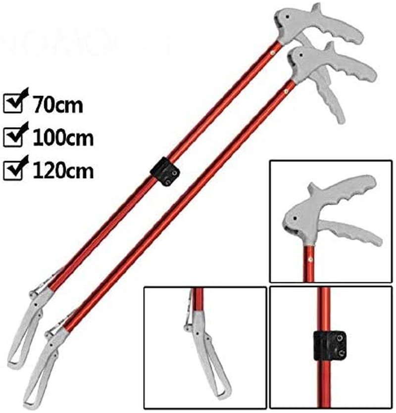 Foldable Red Hook Snake Tongs Grabber Handling Catcher Tool Wide Jaw (1.2M) image number 4