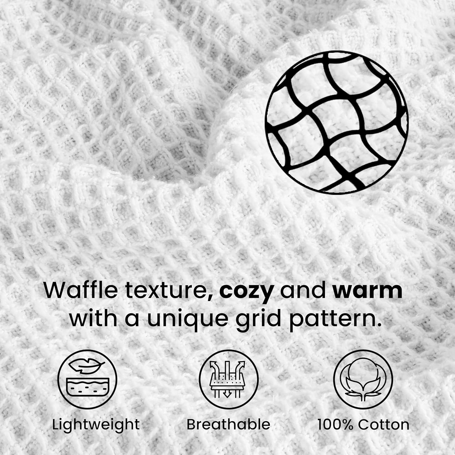 Tex Trend Luxury 100% Cotton Blanket - Soft Blankets King Size for Bed, Sofa & Couch - Breathable Blanket for Summer - All Season Cotton Thermal Blanket (White, King) image number 2