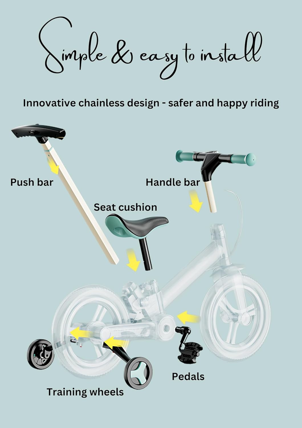 Nadle Kid'S 4 in 1 Balance Bike, Bicycle with Optional Training Wheels And/Or Parent Handle - Red image number 6