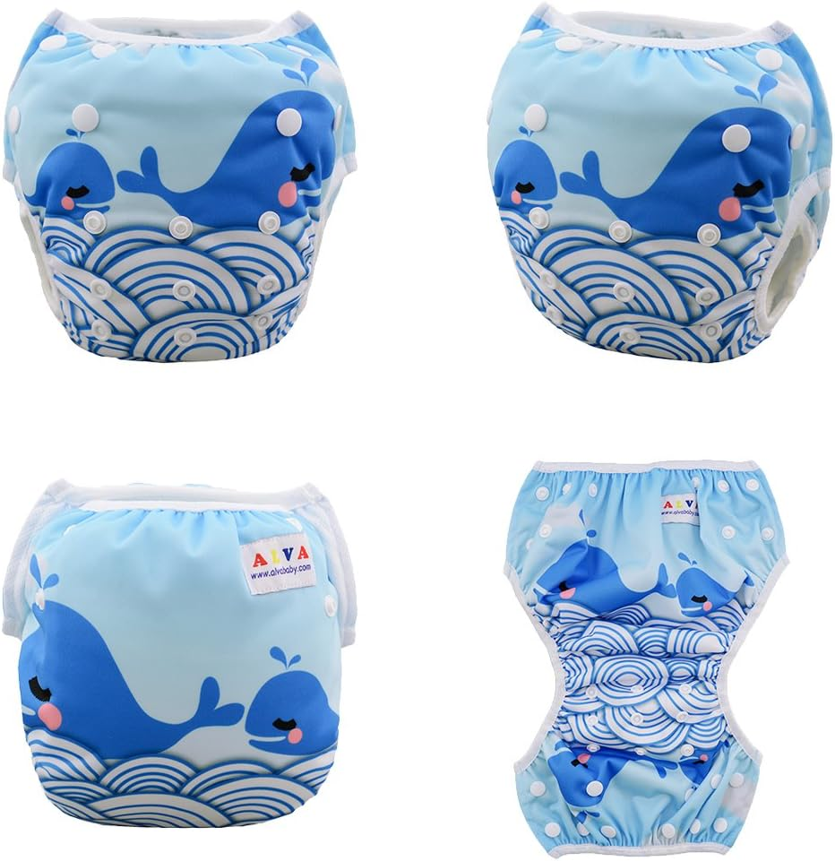ALVABABY Swim Diapers 2Pcs Baby Toddler Infant Snap One Size Reusable Adjustable Washable 0-2 Years Old Boys Girl Swim Diaper Baby Boy DYK13-14-AU image number 5