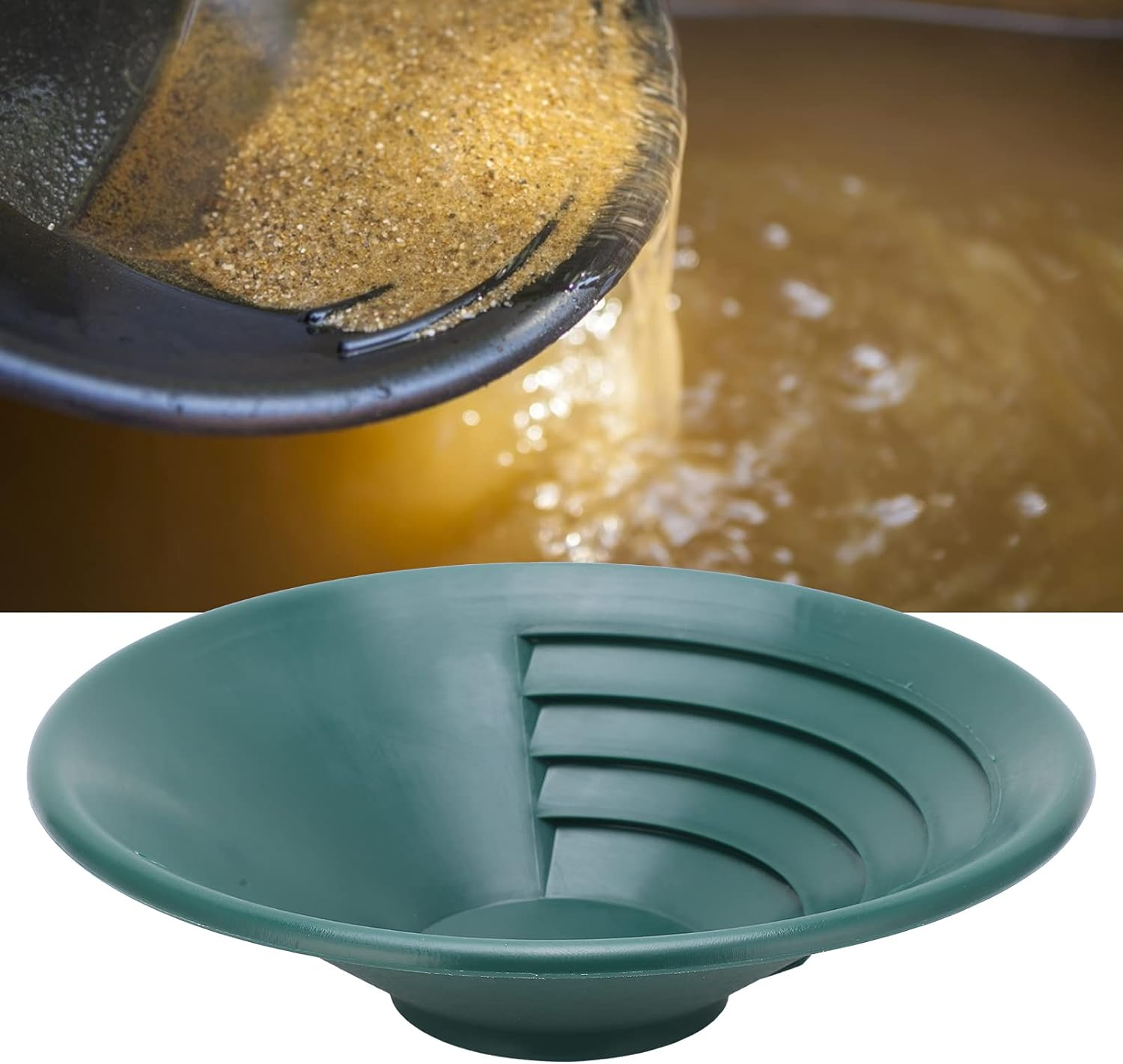 Gold Panning Tool, ABS Gold Pan Green Enhancing the Visibility of Gold for River for Water Source for Inaccessible Mountains for Creek image number 4