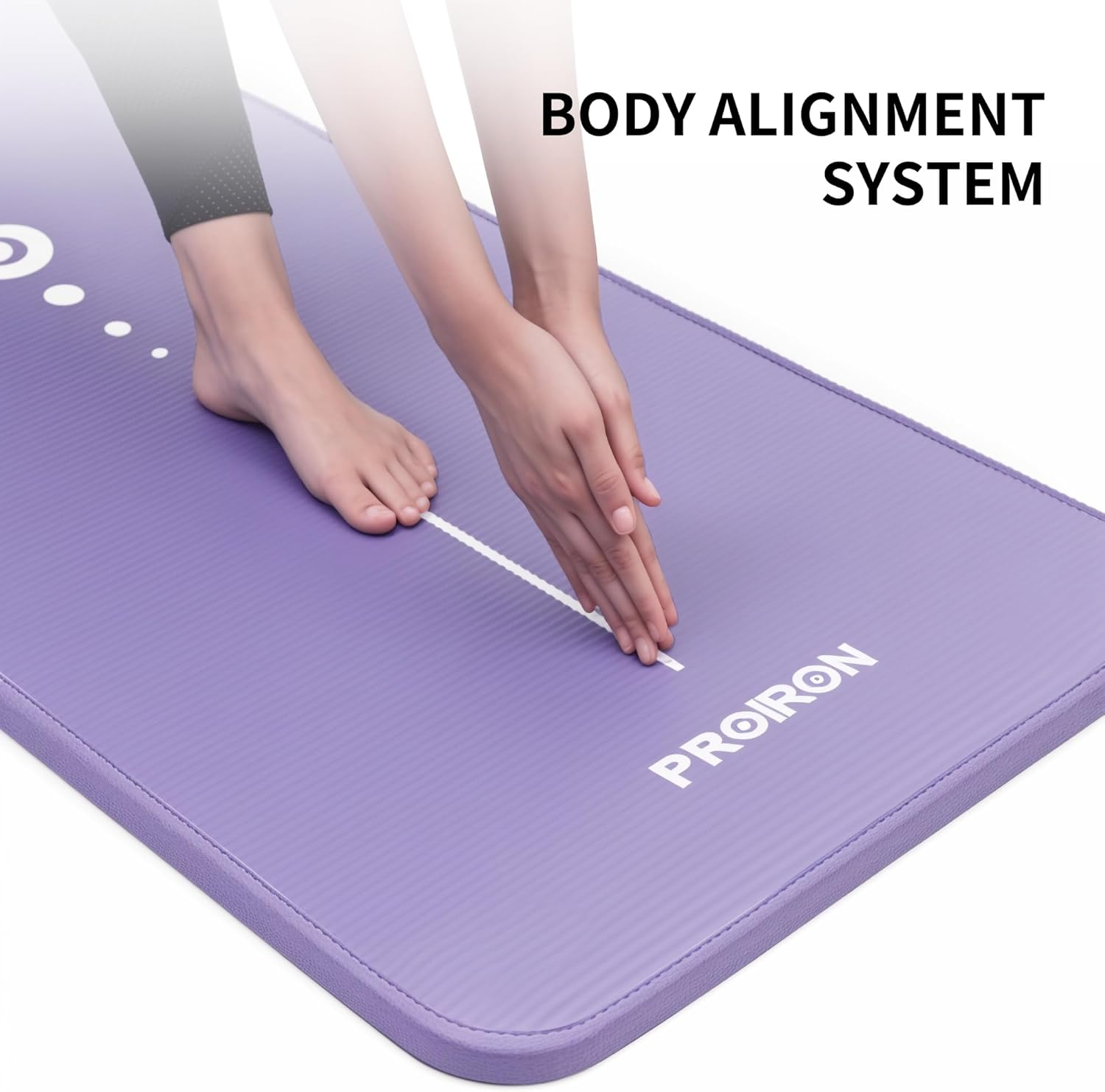 PROIRON Yoga Mat Eco Friendly NBR All-Purpose 10Mm Thick Non-Slip Exercise Mat High Density Anti-Tear Pilates Mat with Carrying Strap for Yoga Pilates and Gymnastics - 183Cm X 66Cm X 1Cm - 7 Colours(Only Official Brand : PROIRON) - Black (Edge Protection, Durable Robust) image number 6