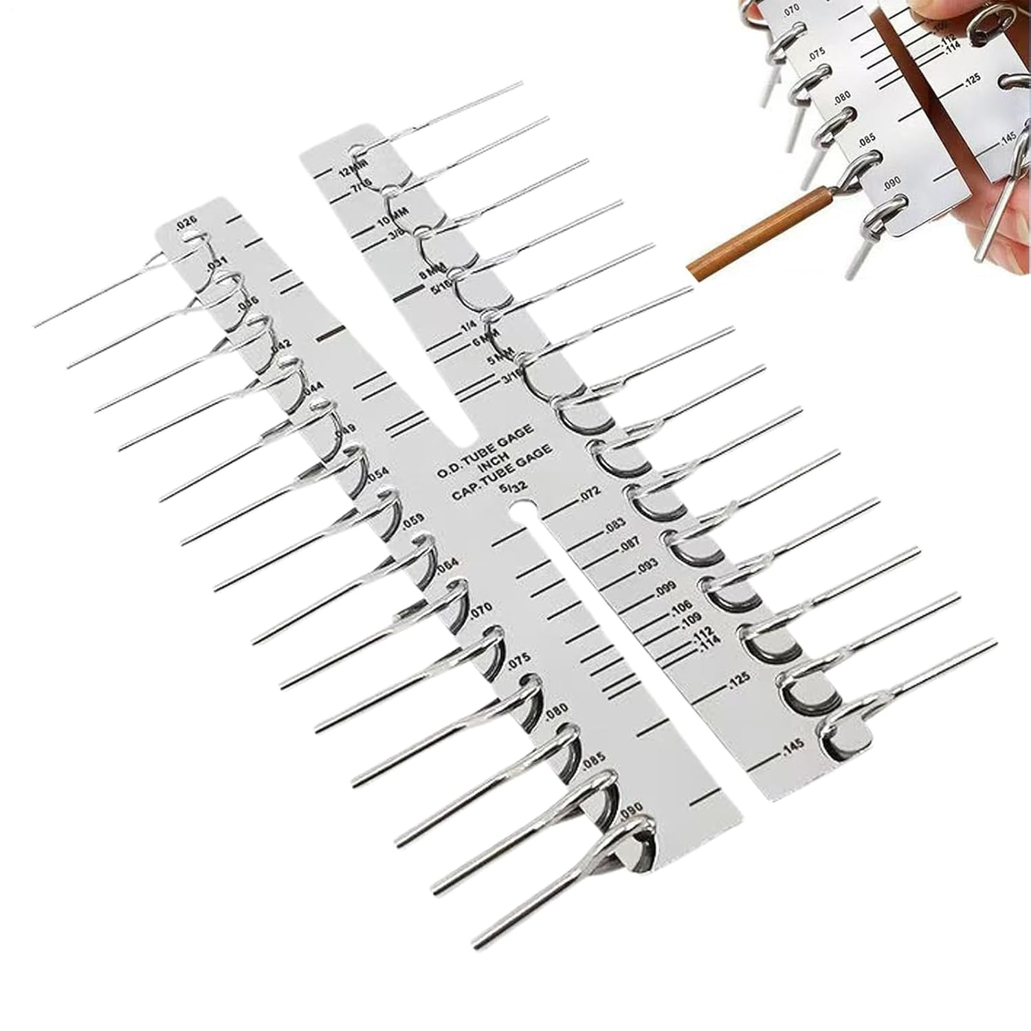 Capillary Tube Gauge - Metric Imperial Stainless Steel, Copper Tube OD ID Measurement Ruler for Hydraulic Industrial Machinery Refrigeration Unit HVAC Engineer Mechanic image number 2