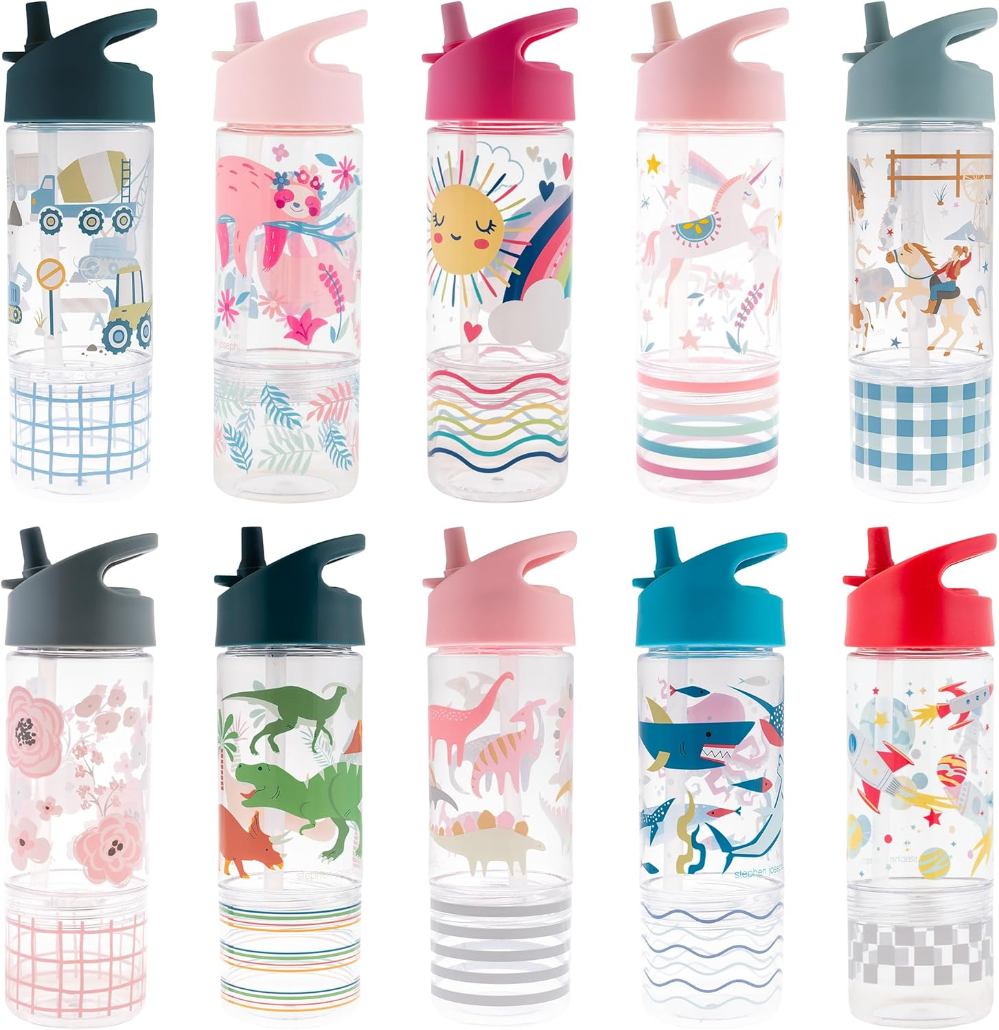 Stephen Joseph SIP and Snack Sloth Bottle Combo Bottle 350Ml + Snack Cup 104Ml, 2.5&rdquo;X 8.25&rdquo; (6.3Cm X 2Cm), Pink