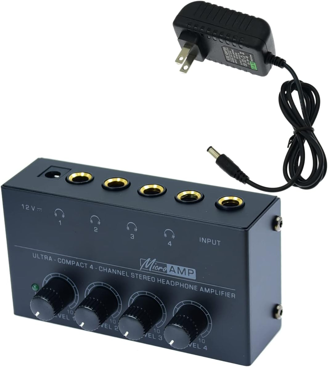 Stereo Input TRS Jack 1/4" in Splitter 4X Micro Amp 1 in 4 Out 1/4 Inch Headphone Amplifier 4 Channel Audio BOX (H400) image number 5
