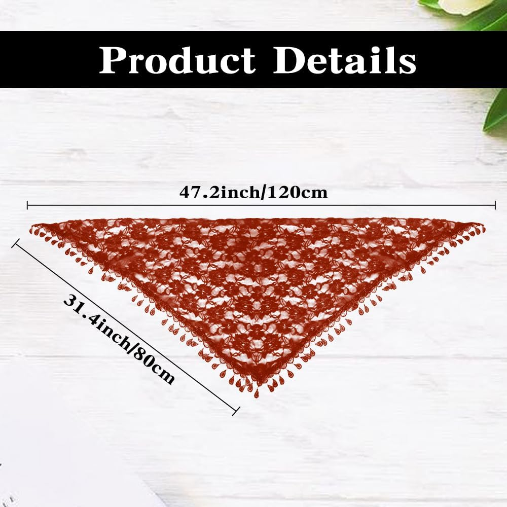 Mantilla Veil,Shawls and Wraps for Women,Triangle Scarf,Soft & Silky Lace Headscarf,Elegant Daily Accessory for Weddings,Parties & Travel,Lightweight Breathable Cover for Women & Brides image number 6