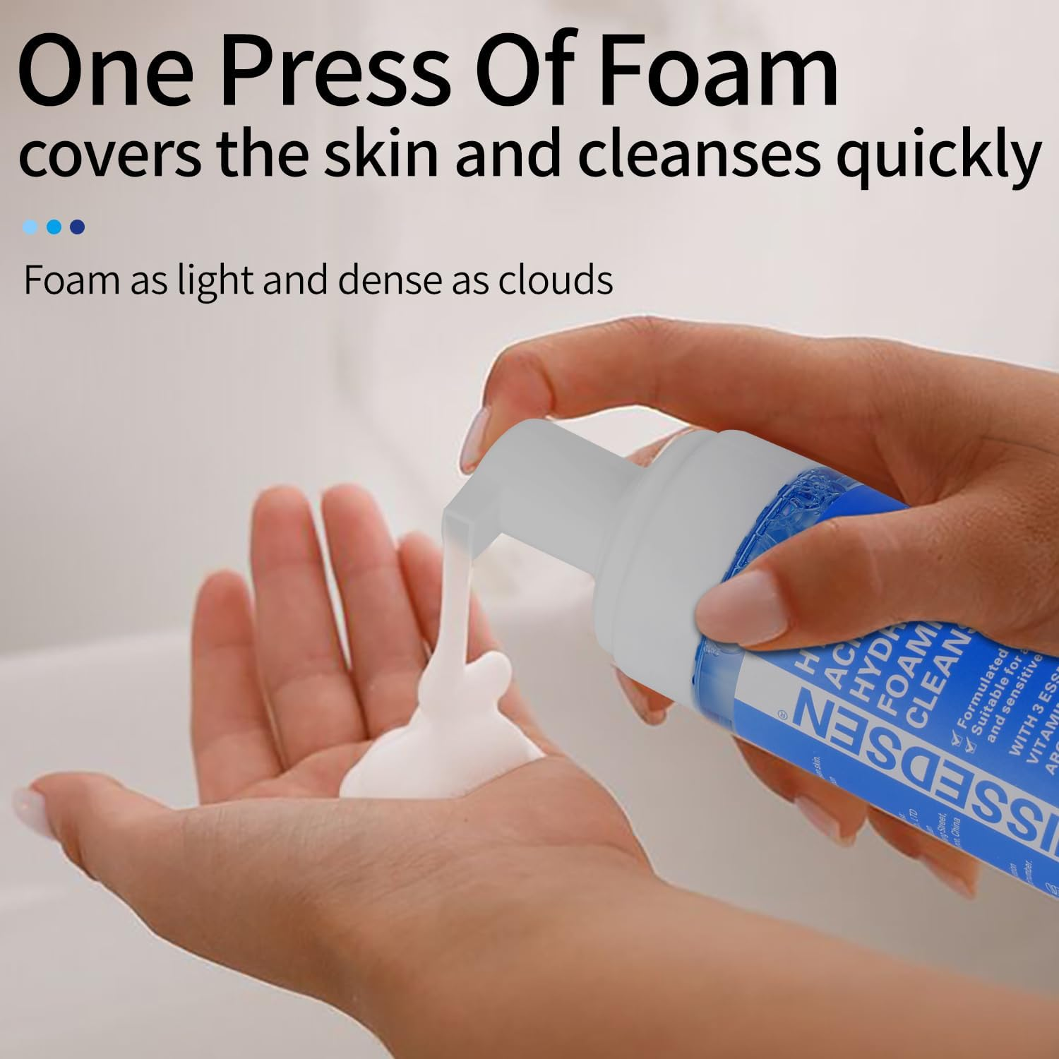 MISSEDSEN Face Wash, Hyaluronic Acid Foaming Cleanser for Oily and Sensitive Skin, Fragrance Free, 150Ml