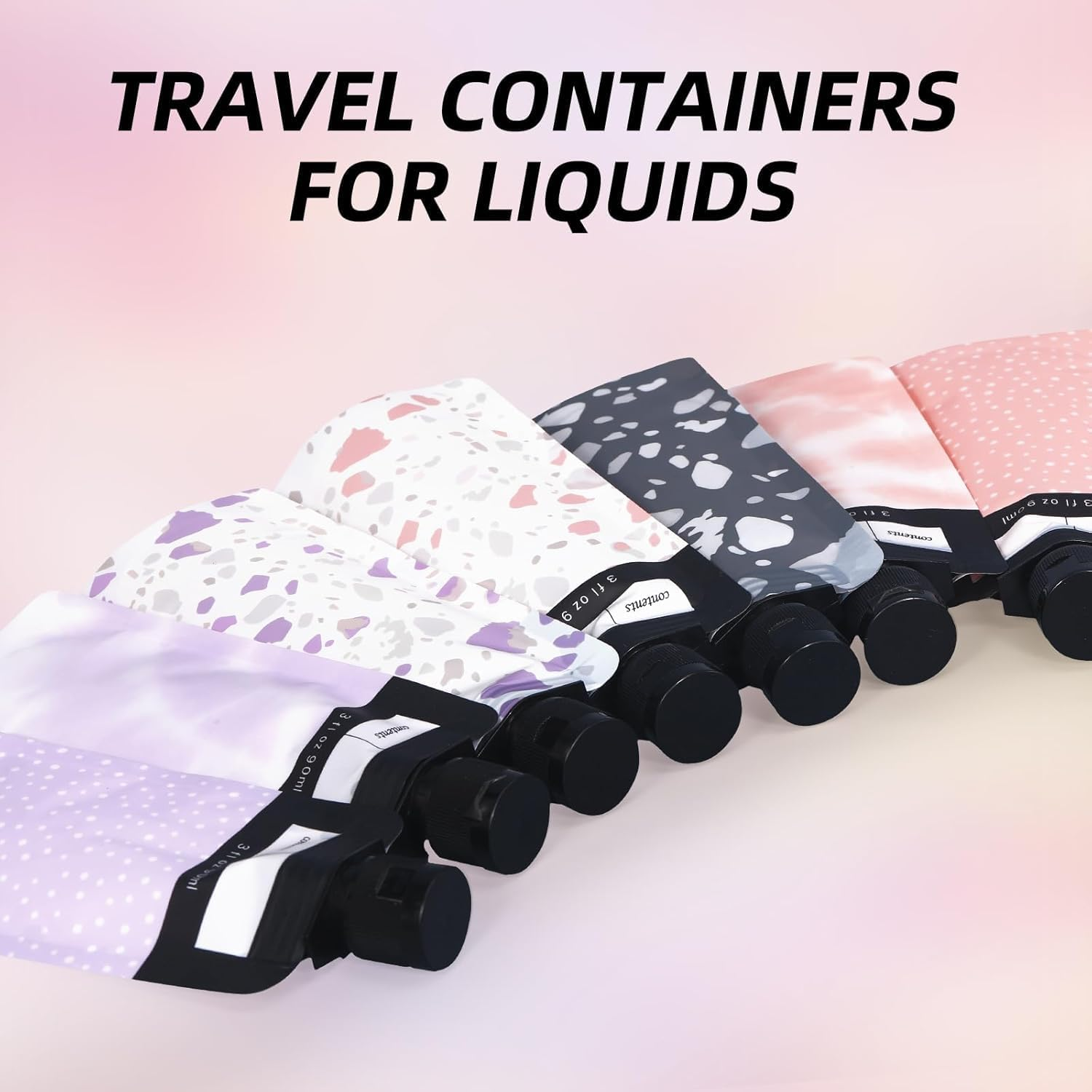 3Oz (6-Pack) Leak-Proof Travel Essentials Pouches &ndash; TSA Approved Refillable Liquid Containers for Toiletries, Cosmetics & Drinks | Squeezable, Reusable & Bpa-Free