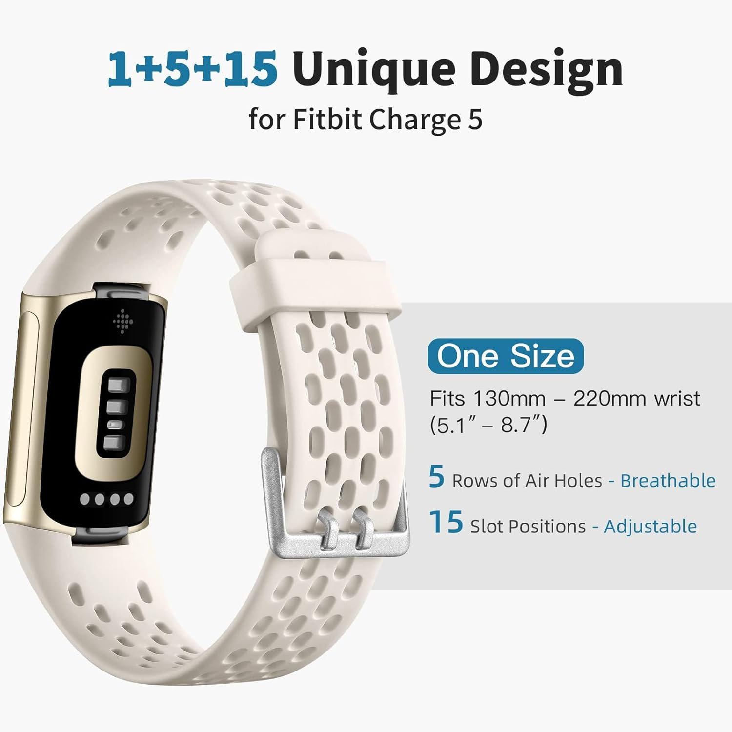 Maledan Compatible with Fitbit Charge 5 Band/Charge 6 Band Women Men, Soft Breathable Comfortable Replacement Sport Strap Adjustable Wristbands for Fitbit Charge 5/ Charge 6 Advanced Fitness Tracker image number 5