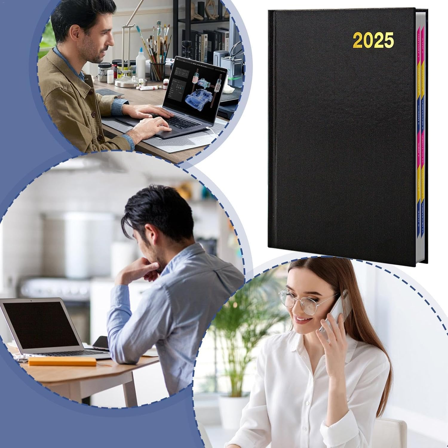 1 Pc Planner Notebook 2025-2025 Subject Notebooks, A5 Diary Daily Planner | 2025 Planner Weekly and Monthly, Water Resistant Cover Calendar 2025, Portable Notebook Daily Organizers A5 for Work image number 1
