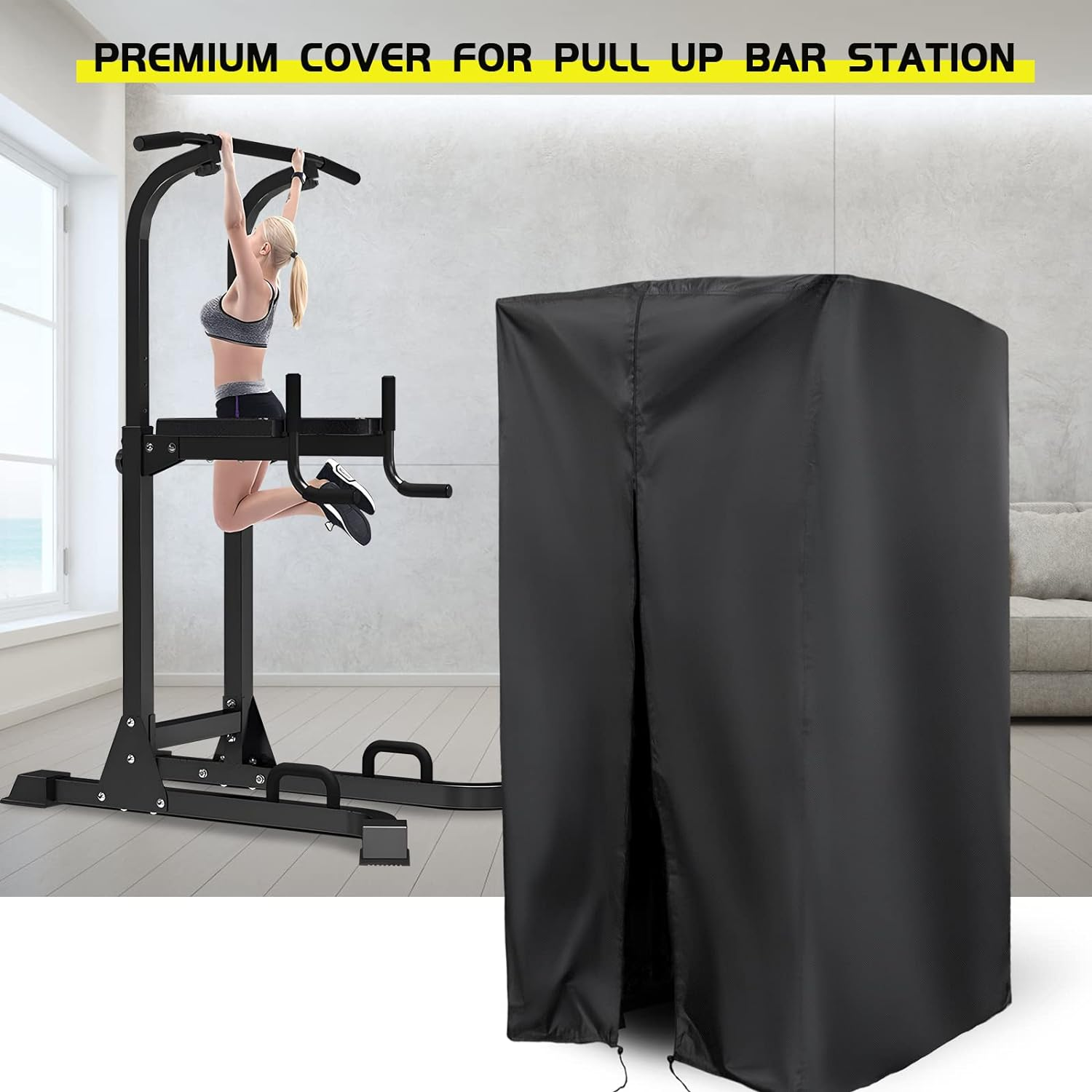 Protective Cover for Pull up Bar Station, Waterproof& Dustproof Cover for Power Tower/Pull up Dip Station-Indoor or Outdoor image number 3