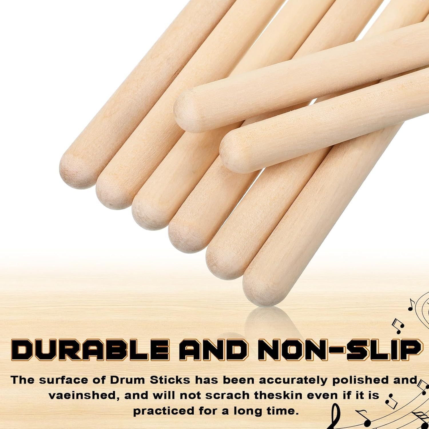 Drumsticks 5A, 2 Pairs Classic Maple Wood Drum Sticks for Kids Adults and Beginners, Anti-Slip and Durable Drumsticks image number 4