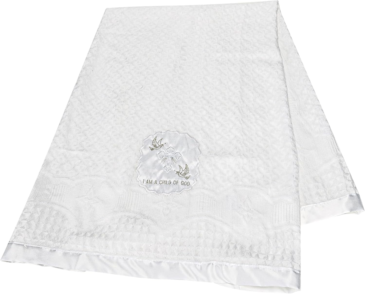 Baby Blanket for Boys Girls God Bless Baptism Christening Shawl White Soft Knit Receiving Swaddle Newborn Unisex Summer Autumn Winter Nursing Cover