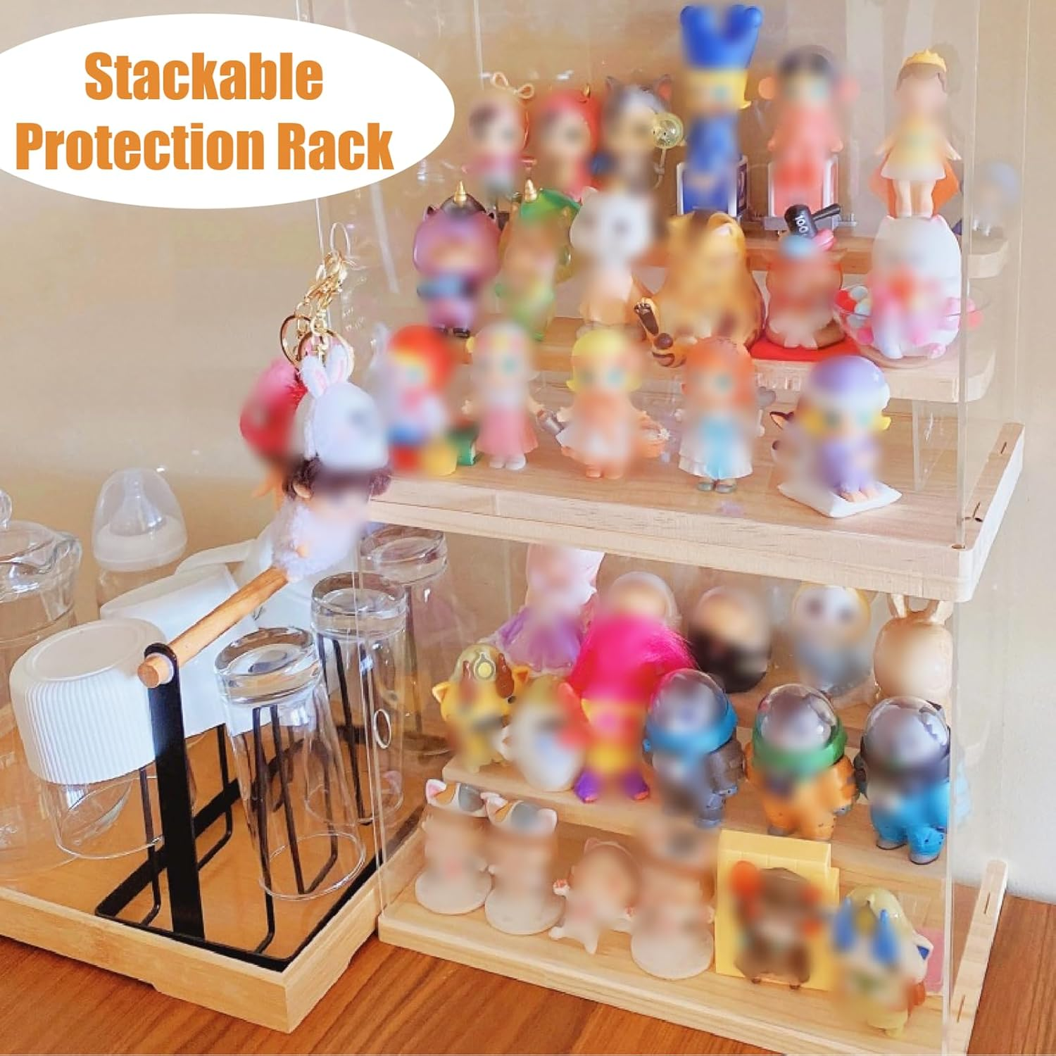 Clear Acrylic Display Case, 4 Tier Display Storage Box Countertop Showcase for Action Figures, Collectibles, Miniature Figurines Dustproof Storage & Organizing, L 32X26X30.4Cm image number 3