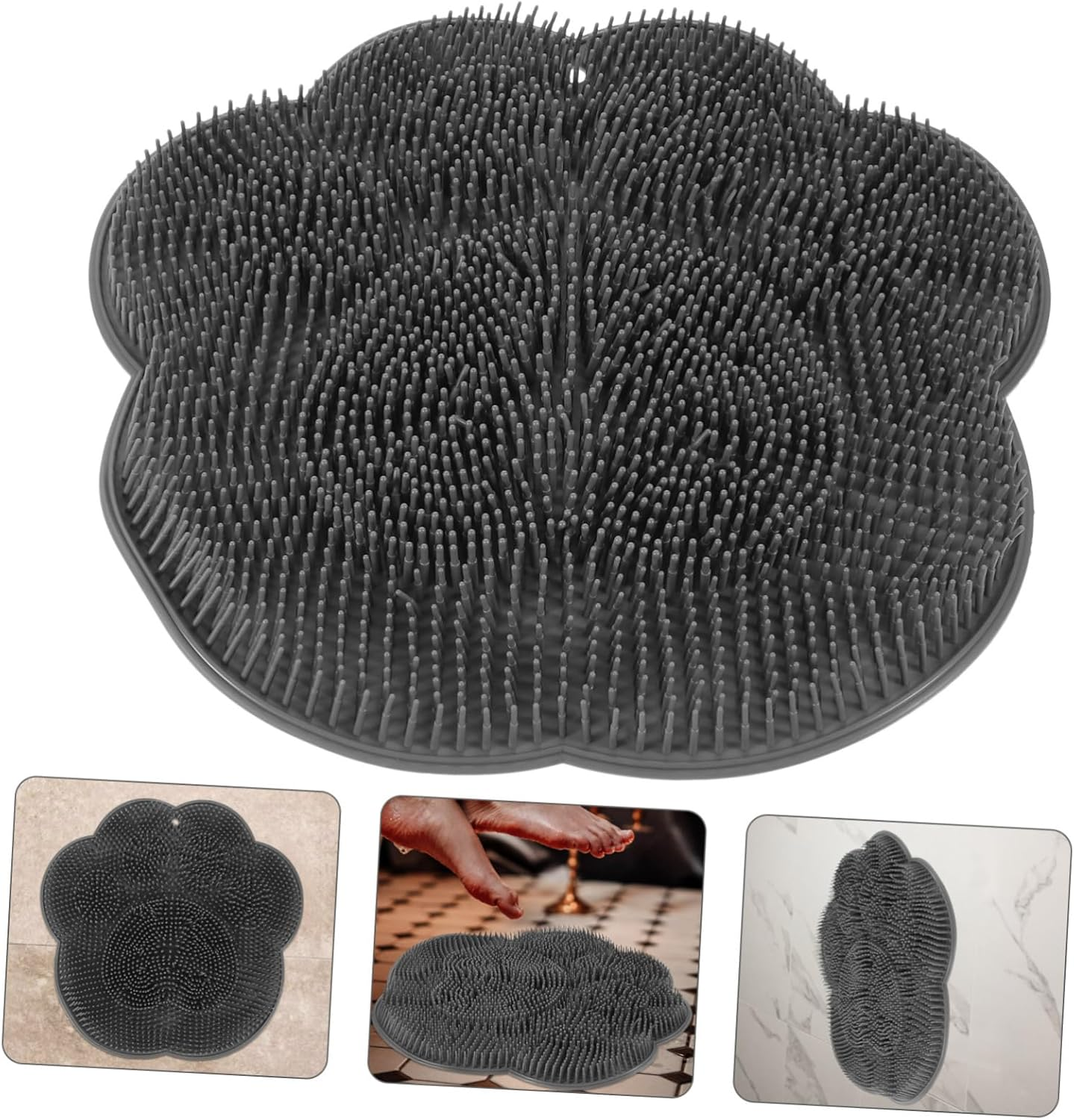 ERINGOGO Shower Foot Scrubber Mat Cups Gentle Back Massage Pad for All Skin Types Anti-Skid Bath Mat Practical and Space-Saving Design for Daily Use image number 2