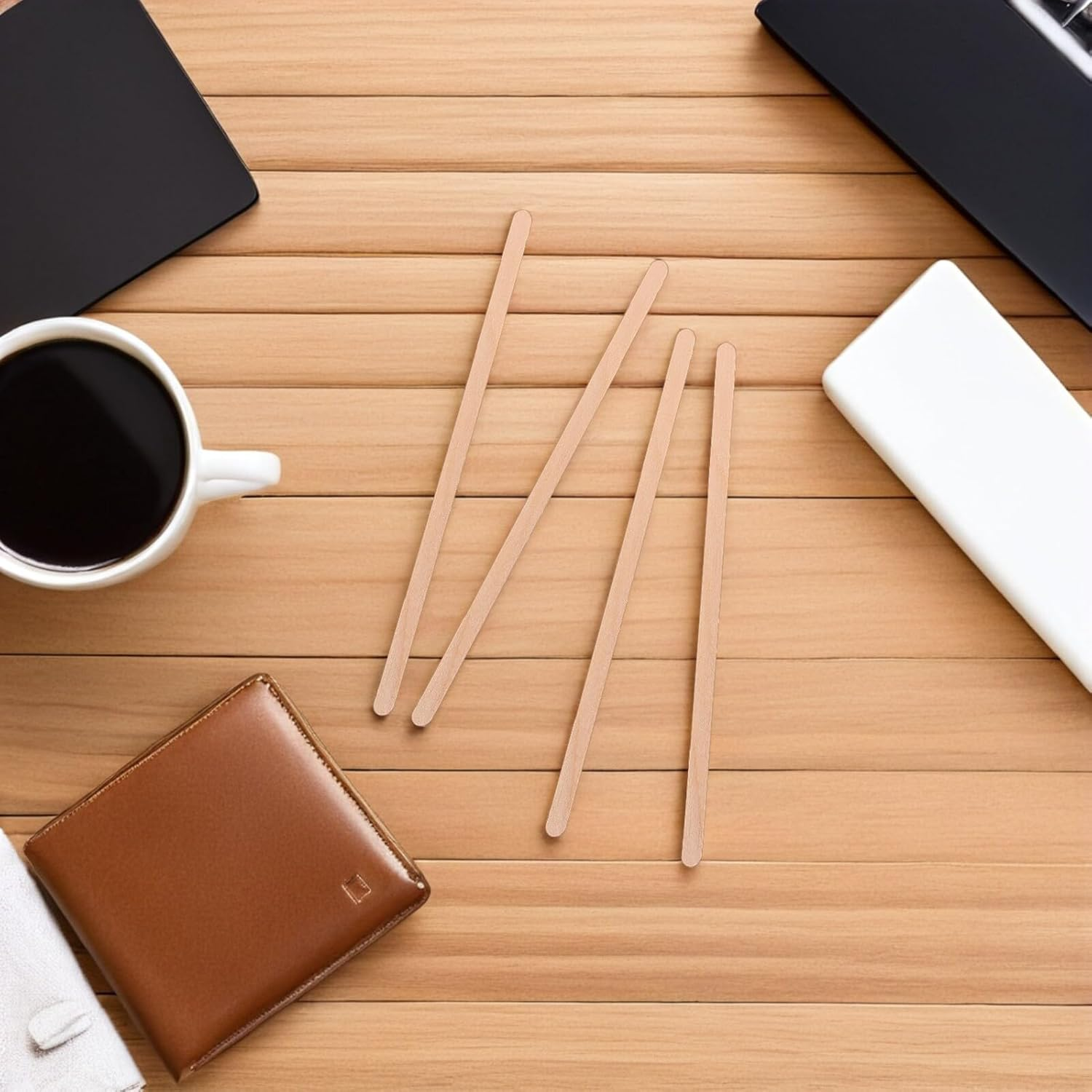 SHOWERORO 250Pcs 14Cm Disposable Wooden Coffee Stirrer Sticks with round Ends for Hot Drinks, Coffee, Tea, Hot Chocolate Mixing Swizzle Sticks for Parties and Bars image number 3