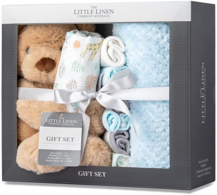 The Little Linen Company (TLLC) Boxed Gift Set- Safari Bear