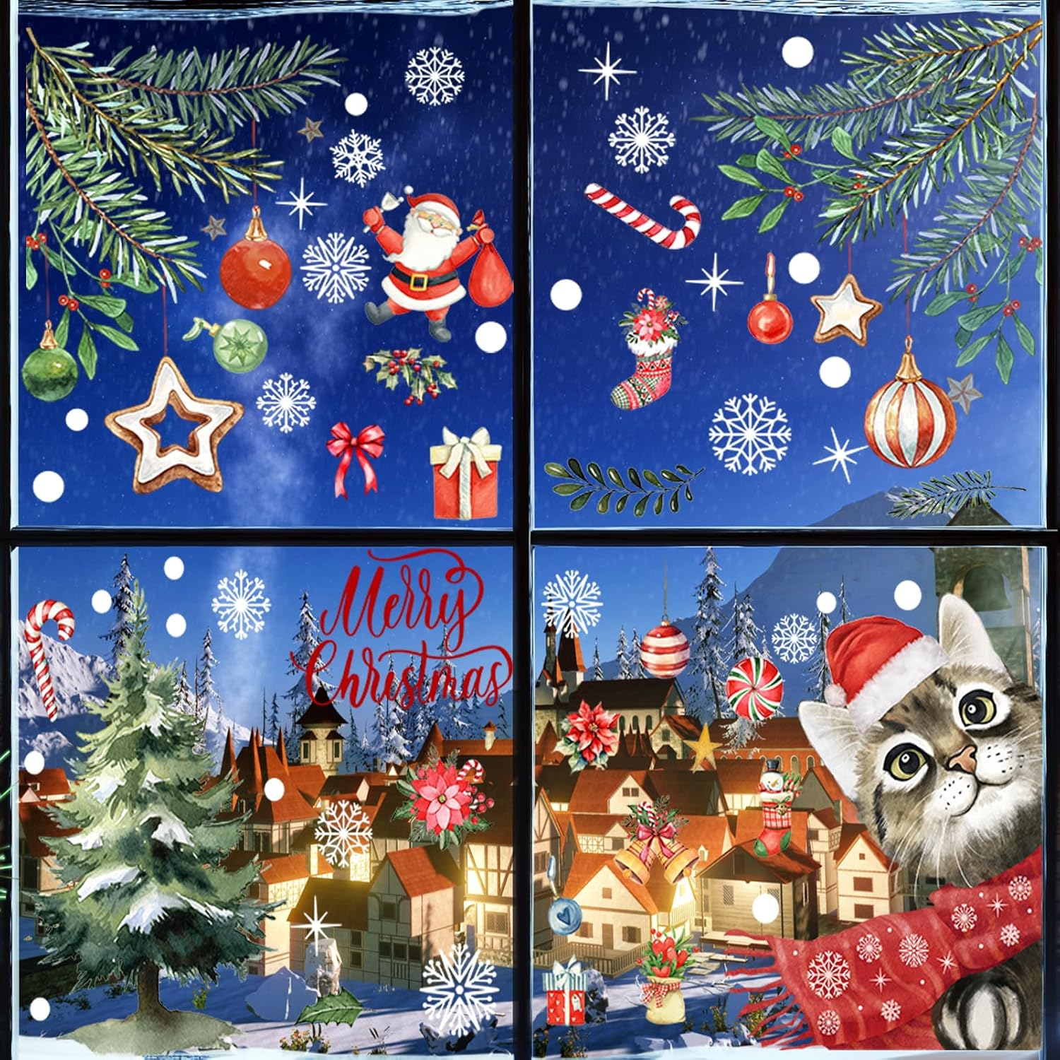 Denylo Pro 55.12 X41.34 Inch Large Christmas Tree Wall Decals DIY Watercolor Decal Removable Christmas Tree Gaint Wall Stickers for Bathroom Bedroom Living Room Offices Home Decoration Decal